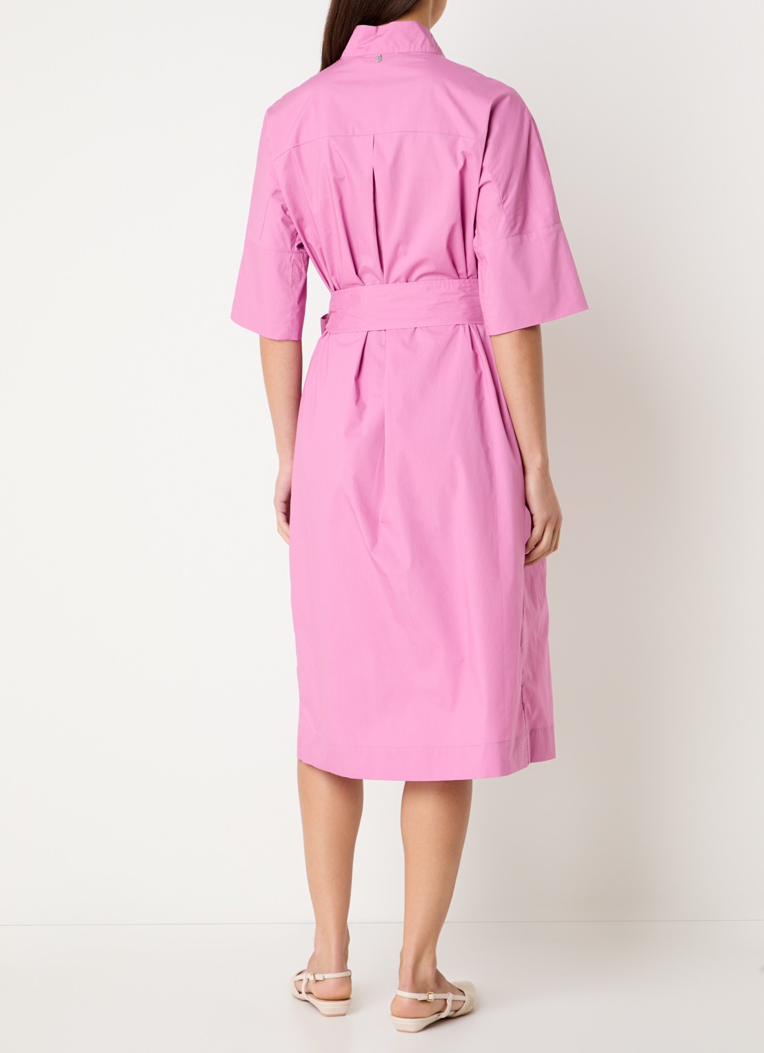 River Woods Maxi tuniekjurk met strikceintuur - achterkant 4 gebroken wit