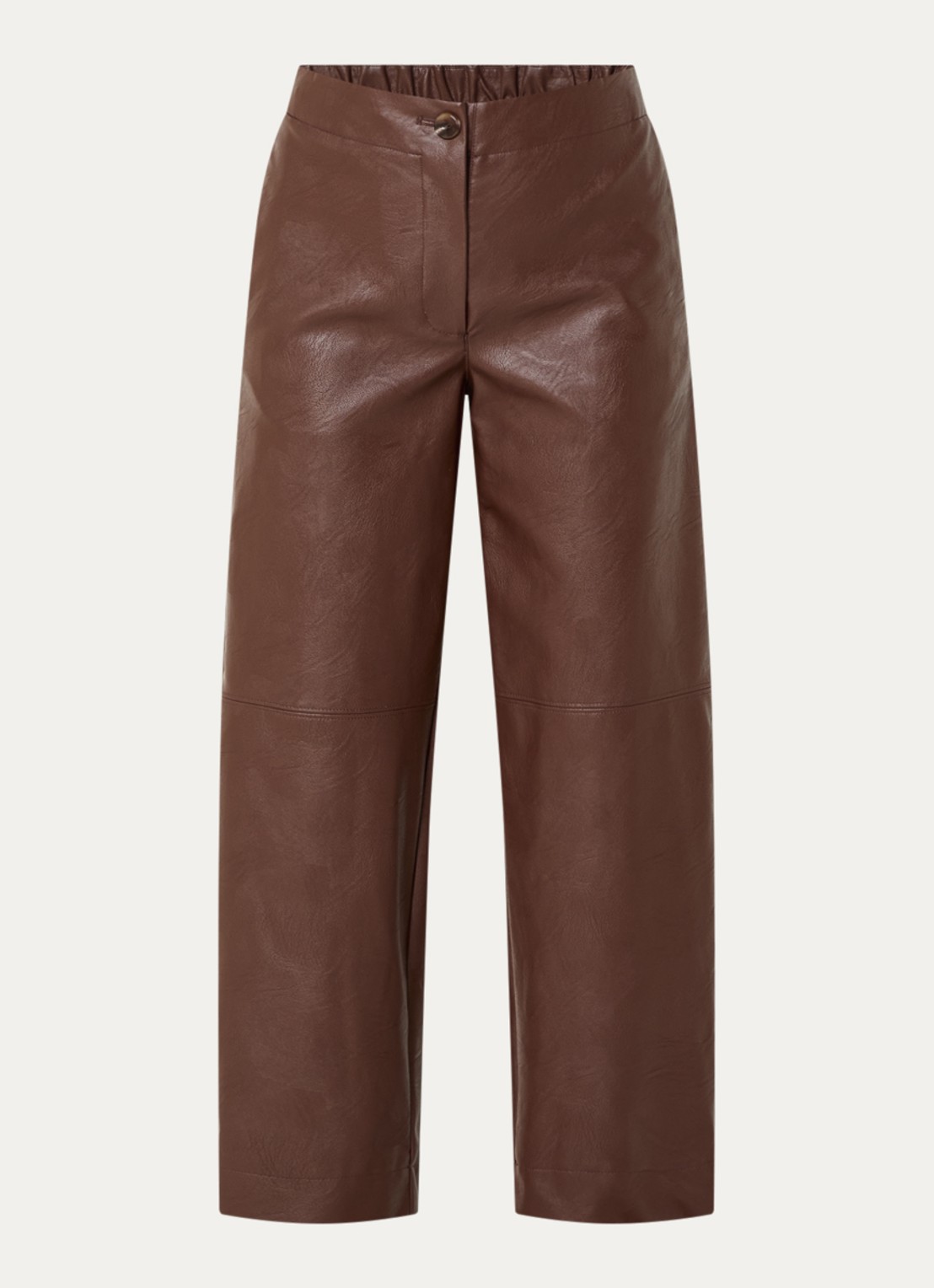 River Woods Mid waist straight fit broek van imitatieleer - voorkant 2 bruin