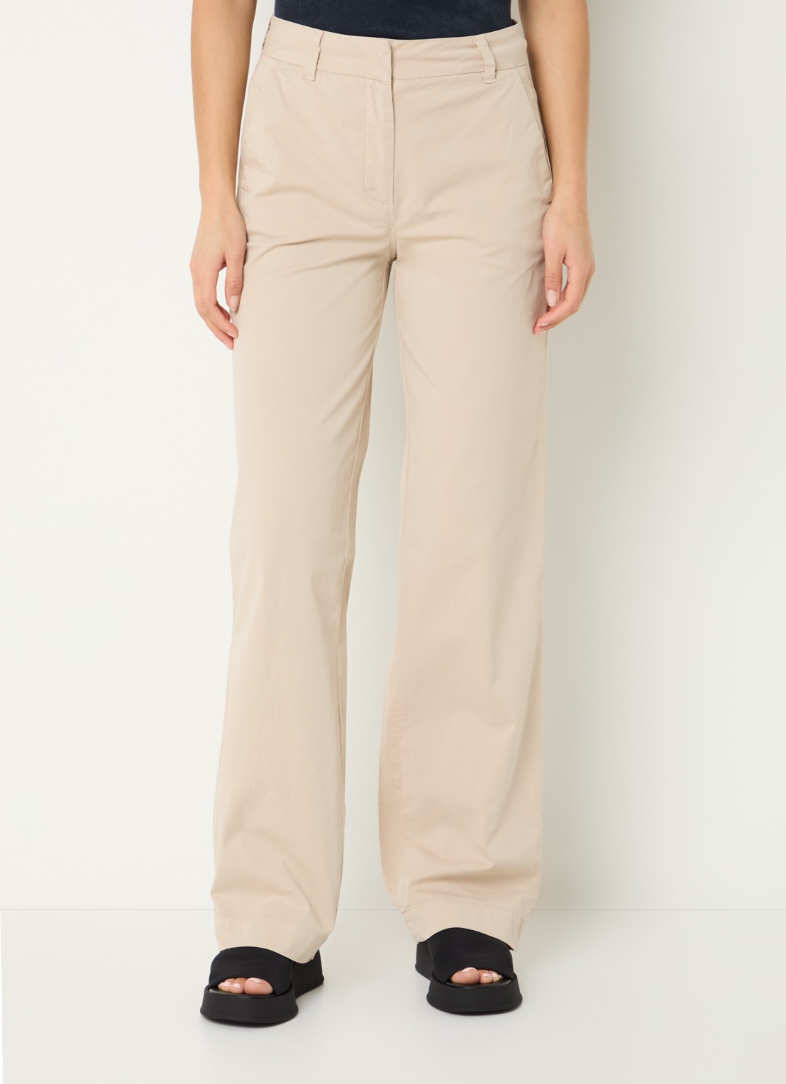 River Woods Mid waist straight fit chino met steekzakken  - detail 4 zand