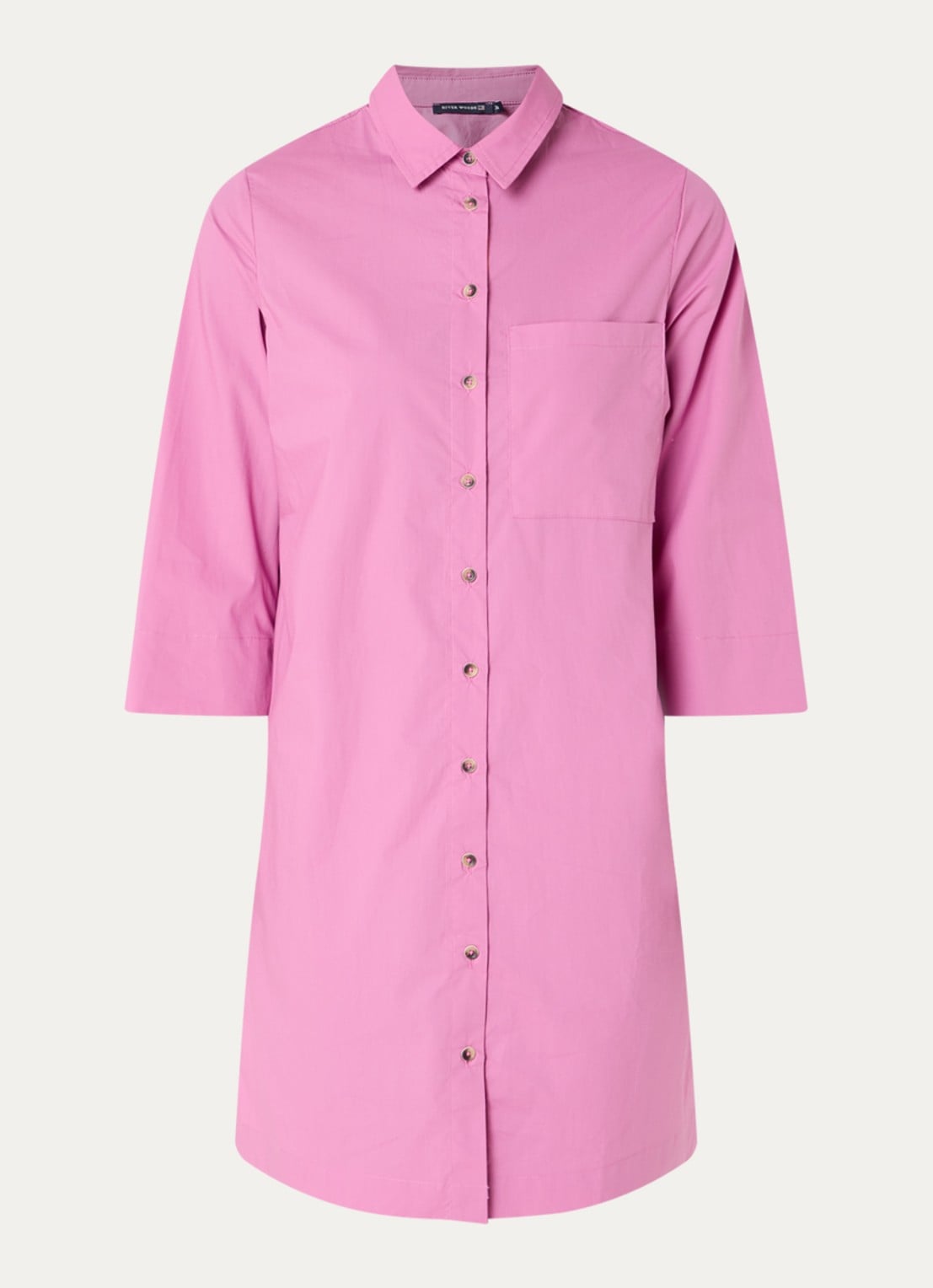 River Woods Midi blousejurk met borstzak - voorkant roze