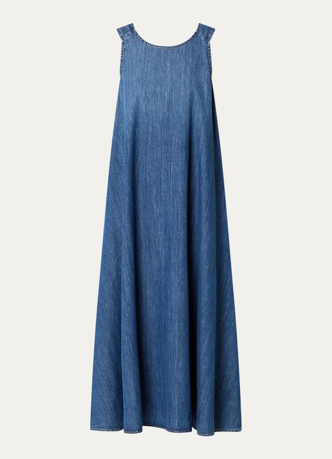 River Woods Midi denim jurk met steekzakken - voorkant blauw