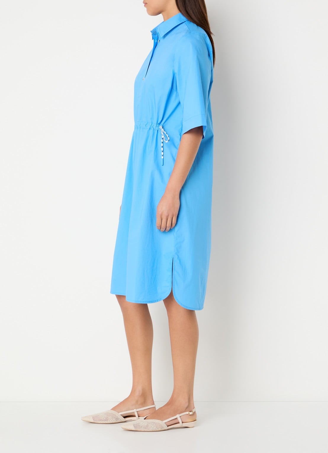River Woods Midi jurk met ceintuur - voorkant 3 lichtblauw