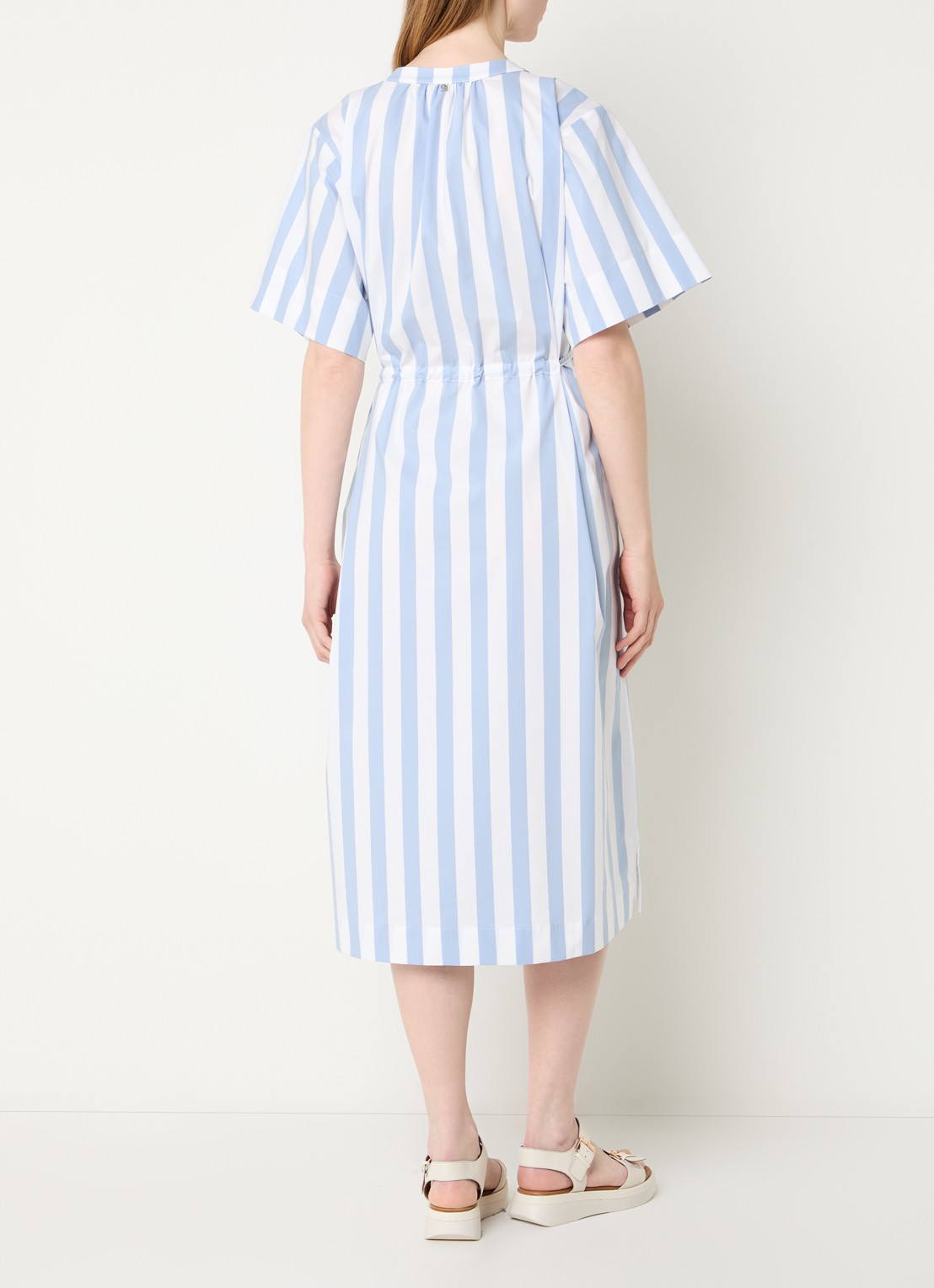 River Woods Midi jurk met streepprint - achterkant blauwgrijs