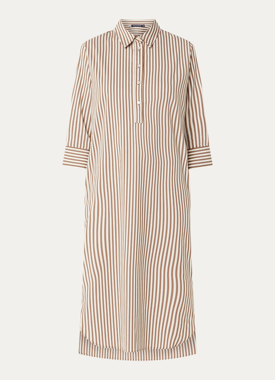 River Woods Midi jurk met streepprint - voorkant 2 lichtbruin