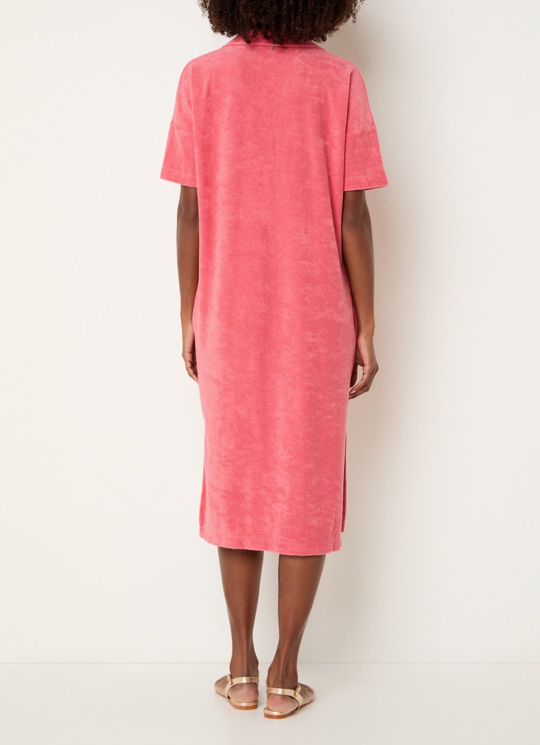 River Woods Midi jurk van badstof met polokraag - achterkant 4 roze