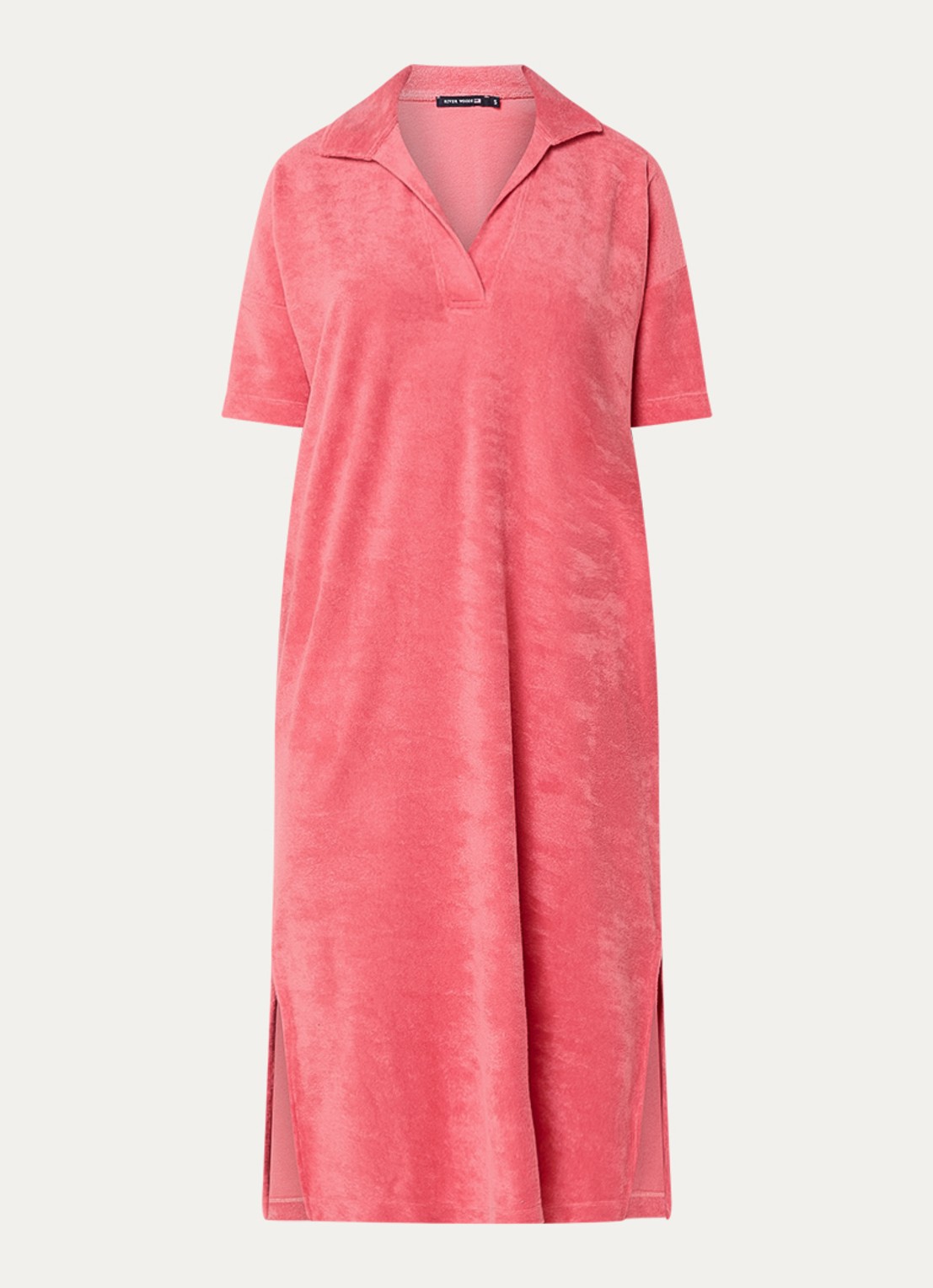River Woods Midi jurk van badstof met polokraag - voorkant 2 roze