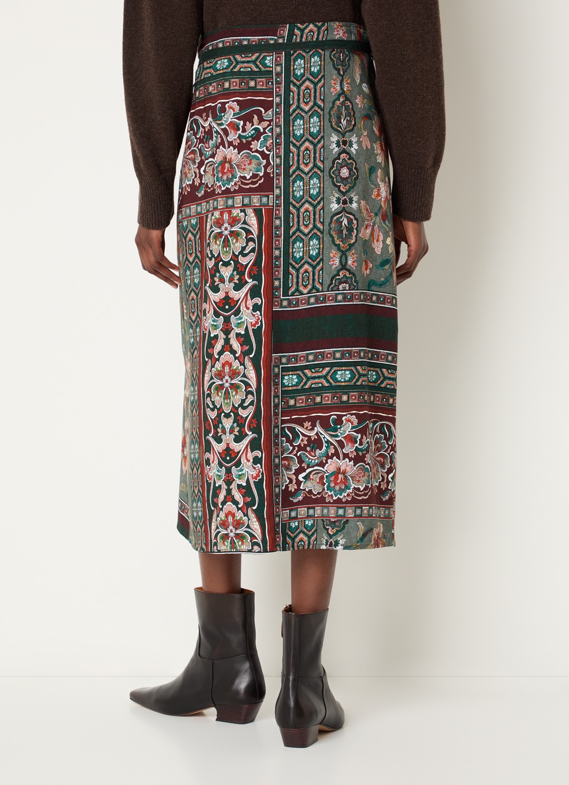 River Woods Midi rok met bloemenprint - achterkant donkergroen