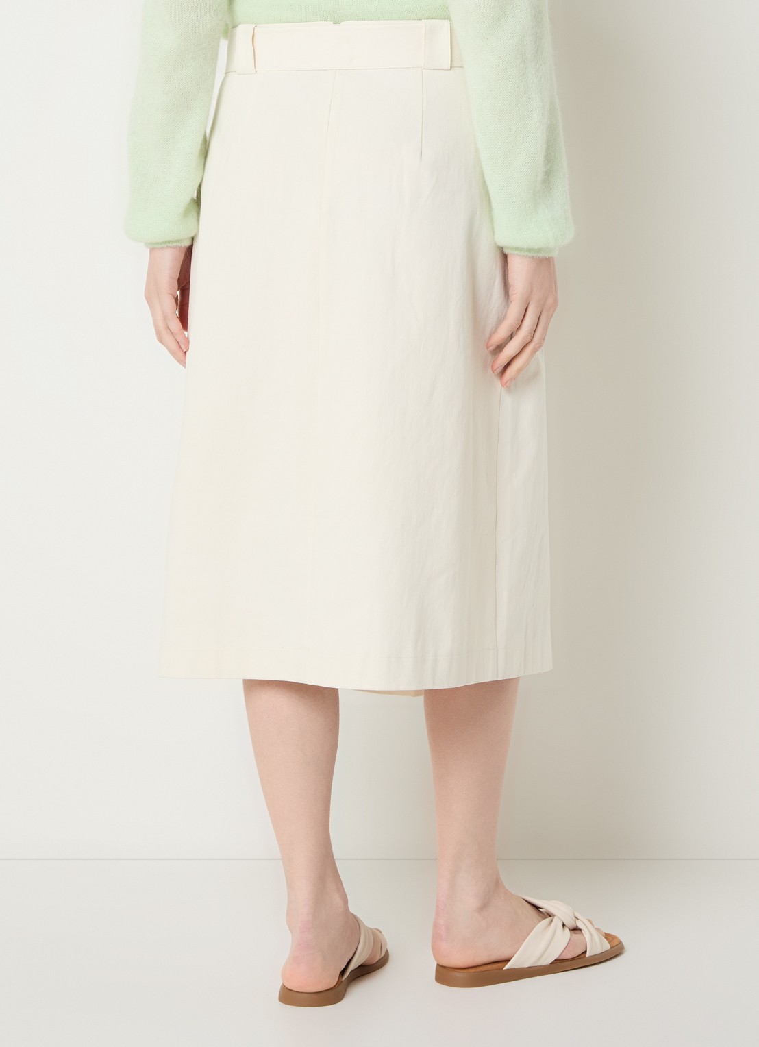 River Woods Midi rok met plooidetail en ceintuur - achterkant 4 gebroken wit