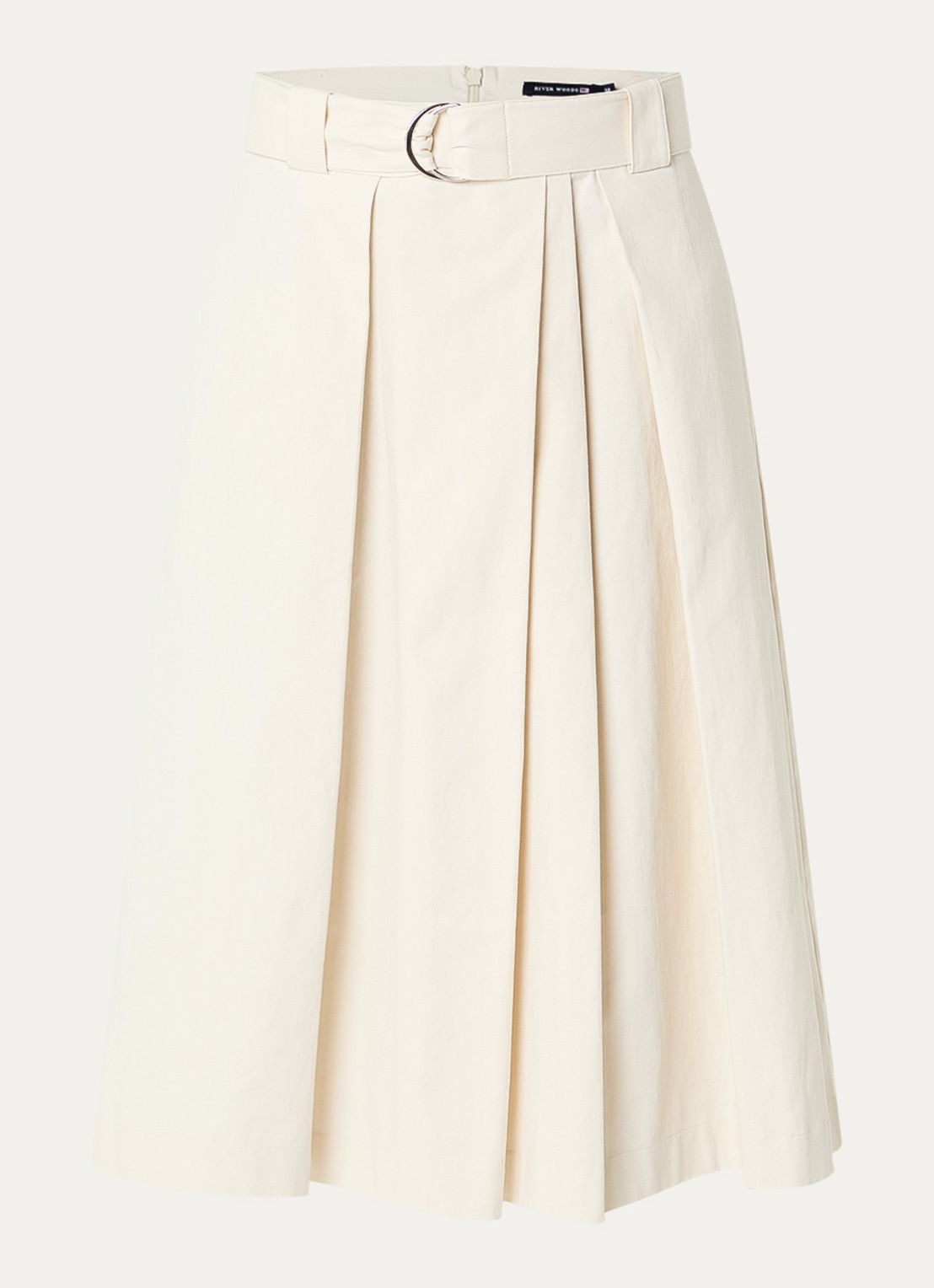 River Woods Midi rok met plooidetail en ceintuur - voorkant 2 gebroken wit