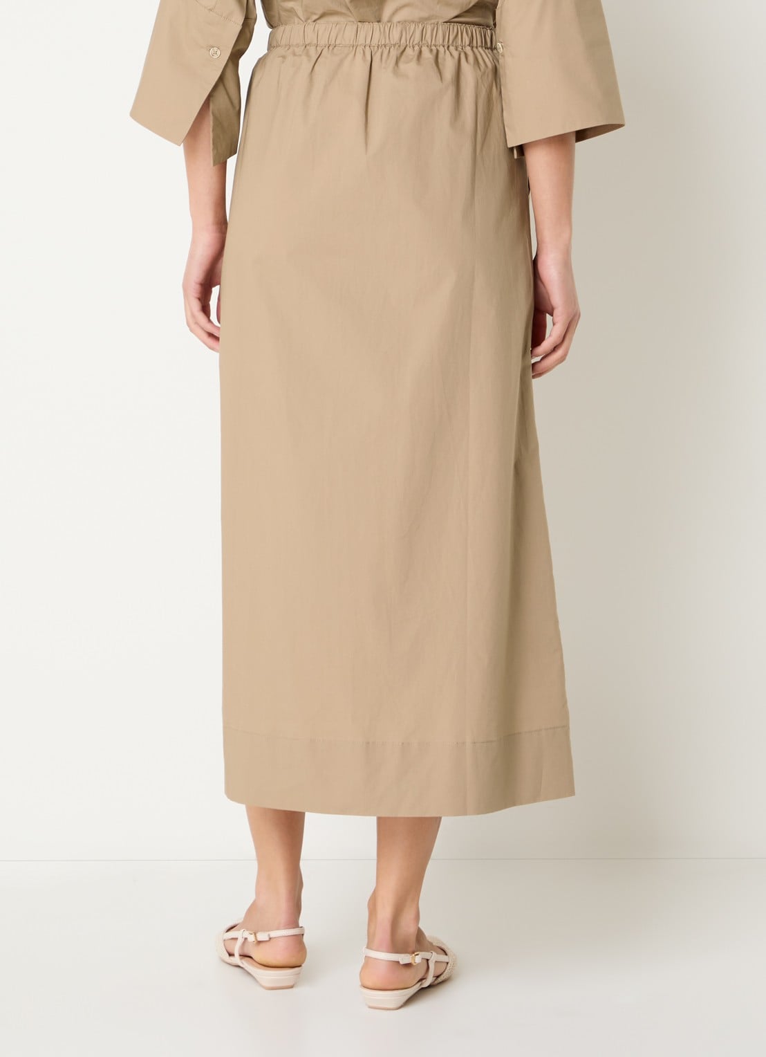 River Woods Midi rok met split - achterkant camel