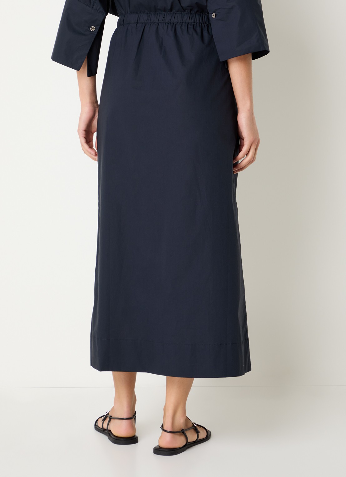 River Woods Midi rok met split - achterkant donkerblauw