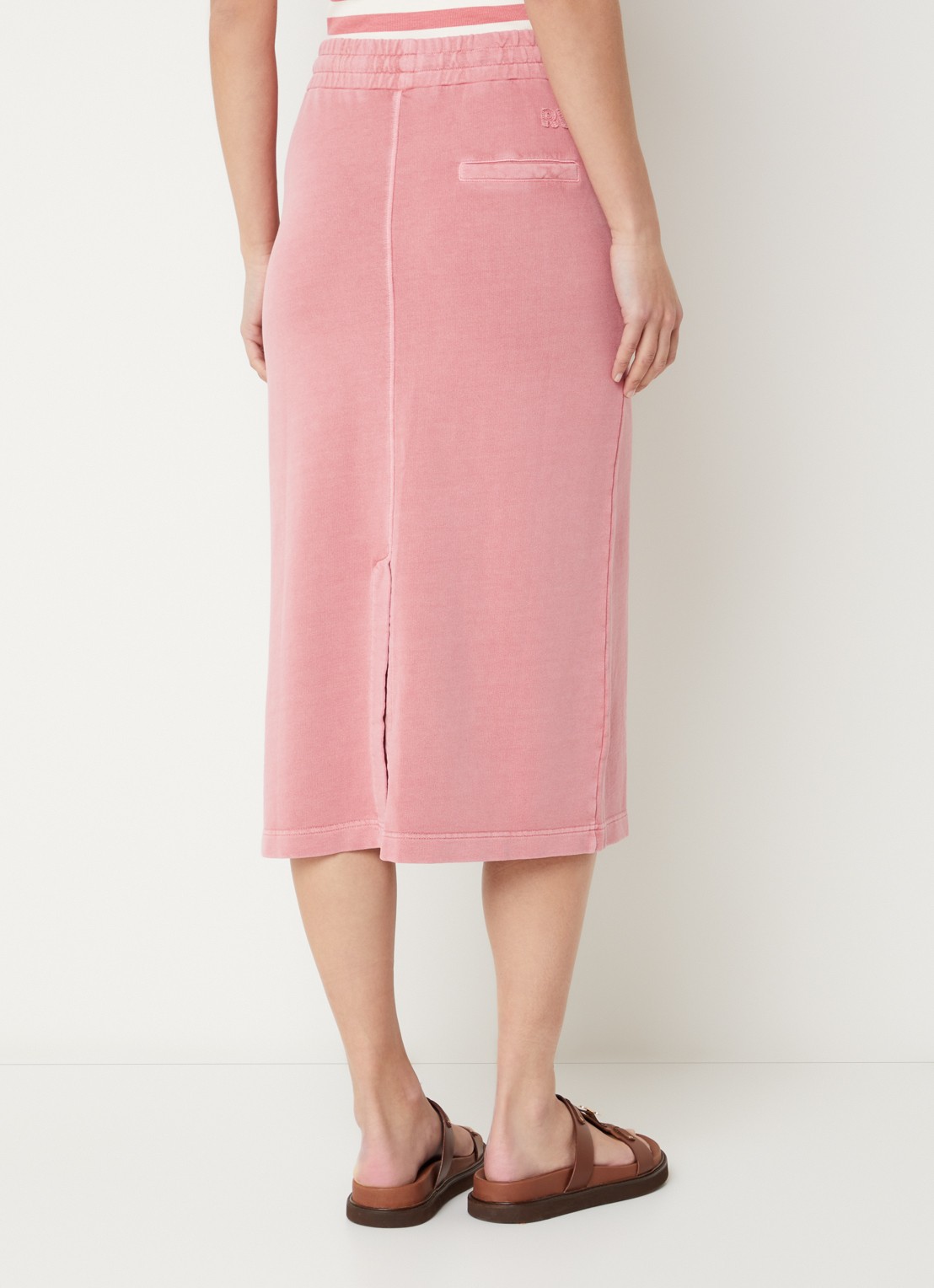 River Woods Midi rok met steekzakken - achterkant roze