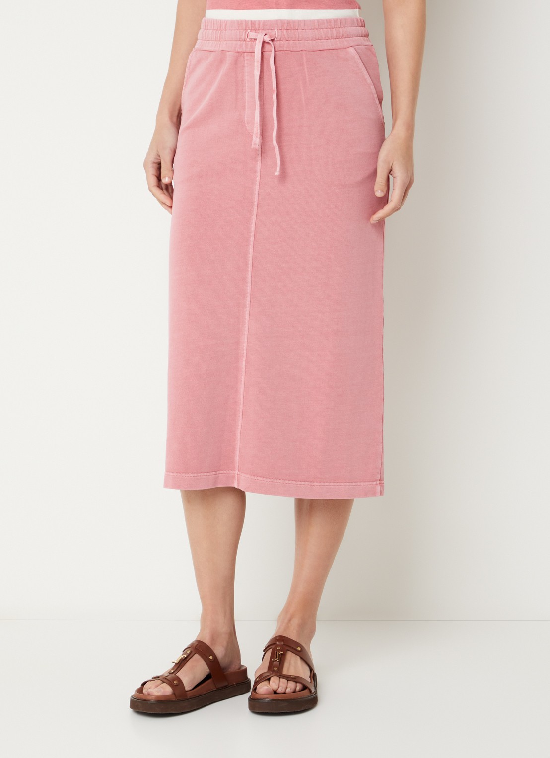 River Woods Midi rok met steekzakken - detail 2 roze