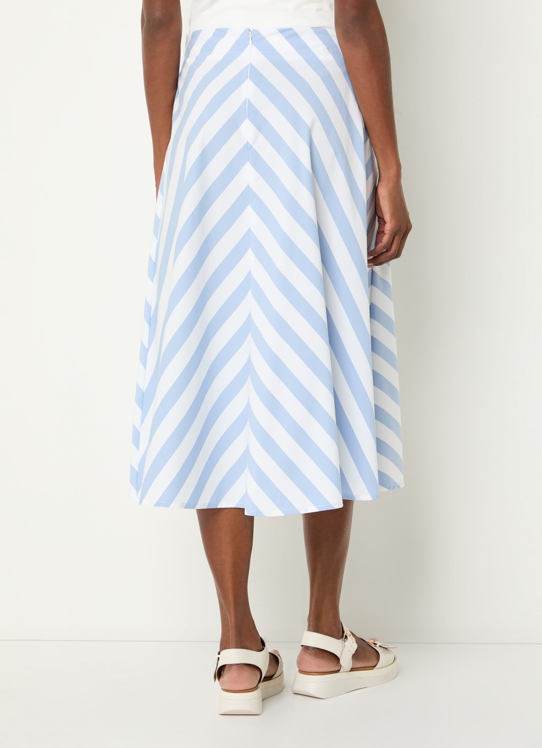 River Woods Midi rok met streepprint - achterkant 4 lichtblauw