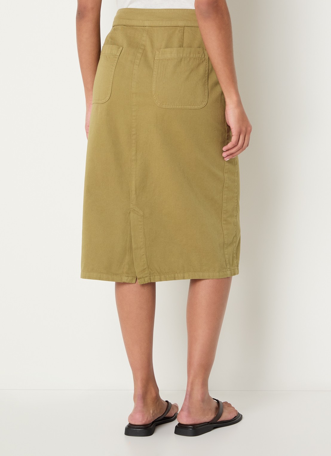 River Woods Midi rok van denim met steekzakken - achterkant 4 mosgroen