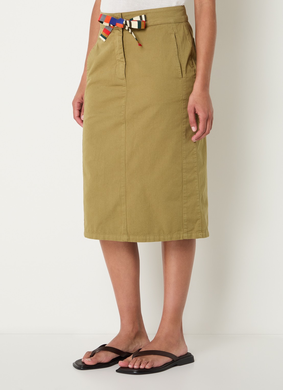 River Woods Midi rok van denim met steekzakken - detail 3 mosgroen