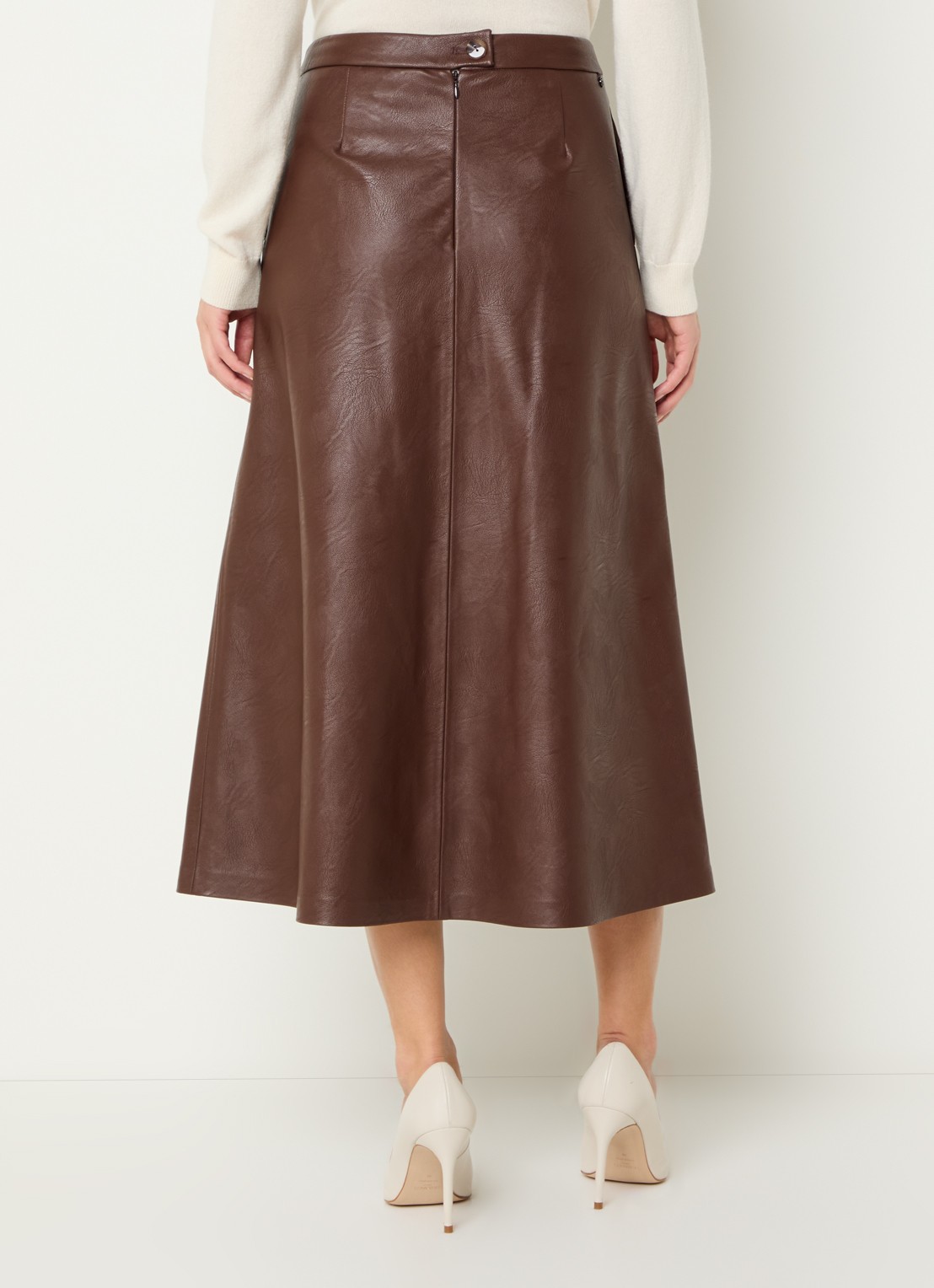 River Woods Midi rok van imitatieleer met steekzakken - achterkant 4 bruin