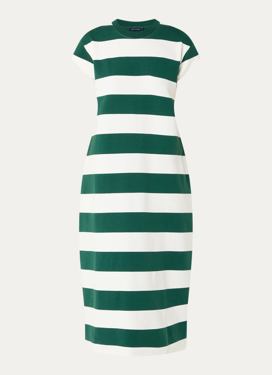 River Woods Midi T-shirt jurk met streepprint - voorkant 2 donkergroen