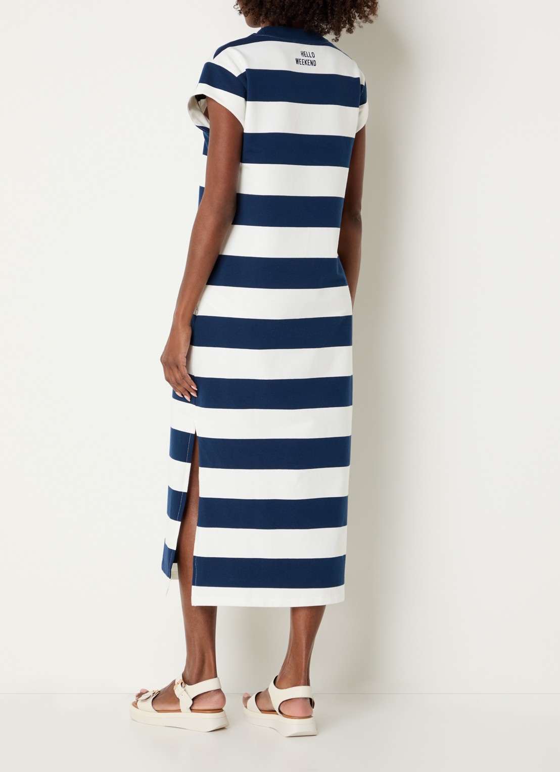 River Woods Midi T-shirt jurk met streepprint - achterkant 4 rood