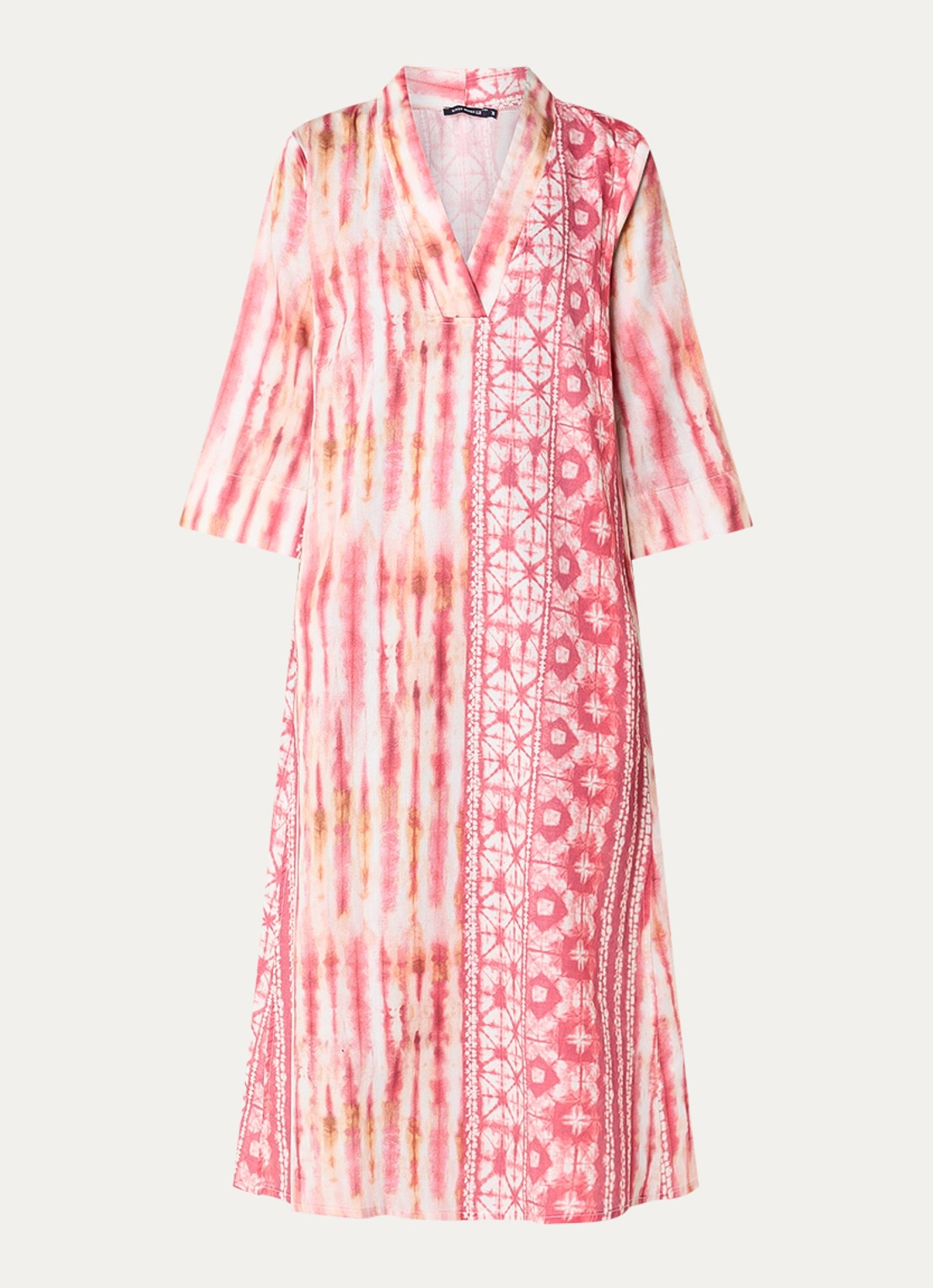 River Woods Midi tuniekjurk met steekzakken en print - voorkant koraalroze