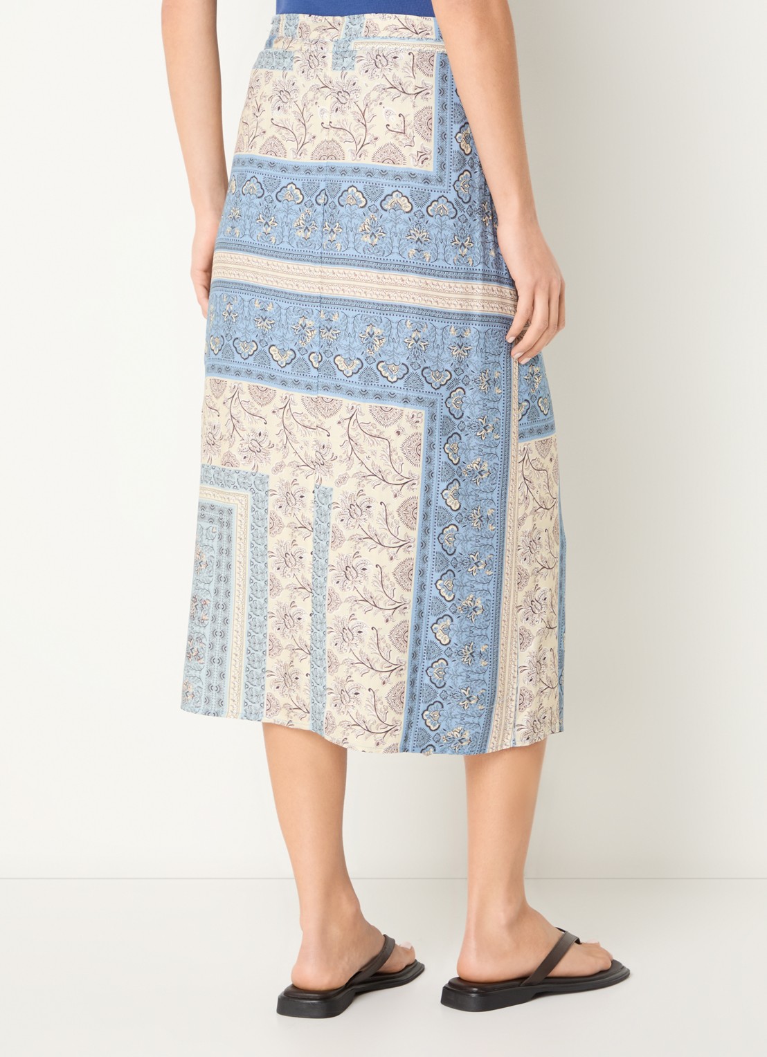River Woods Midi wikkelrok met print - achterkant blauw