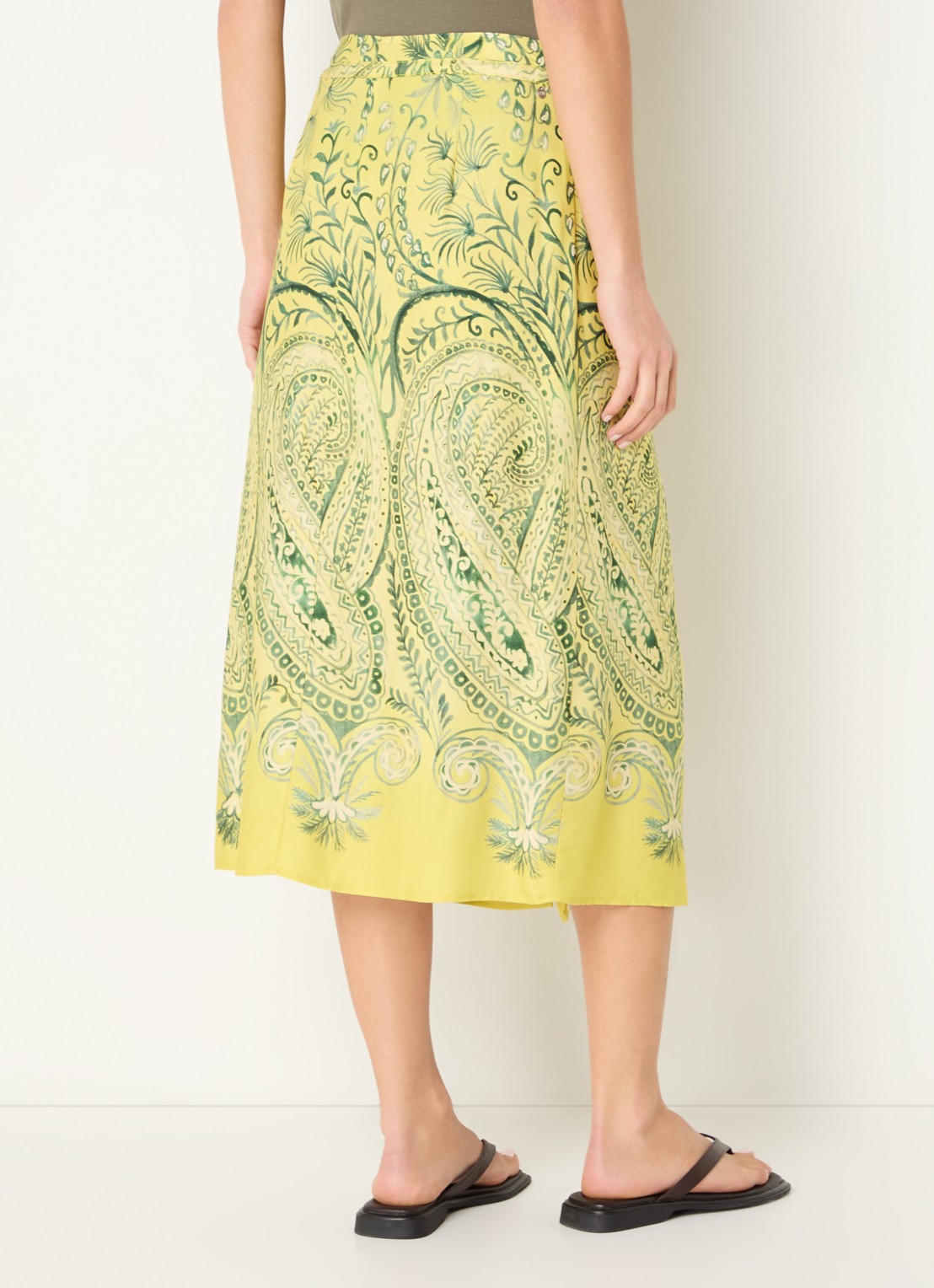 River Woods Midi wikkelrok met print - achterkant geel