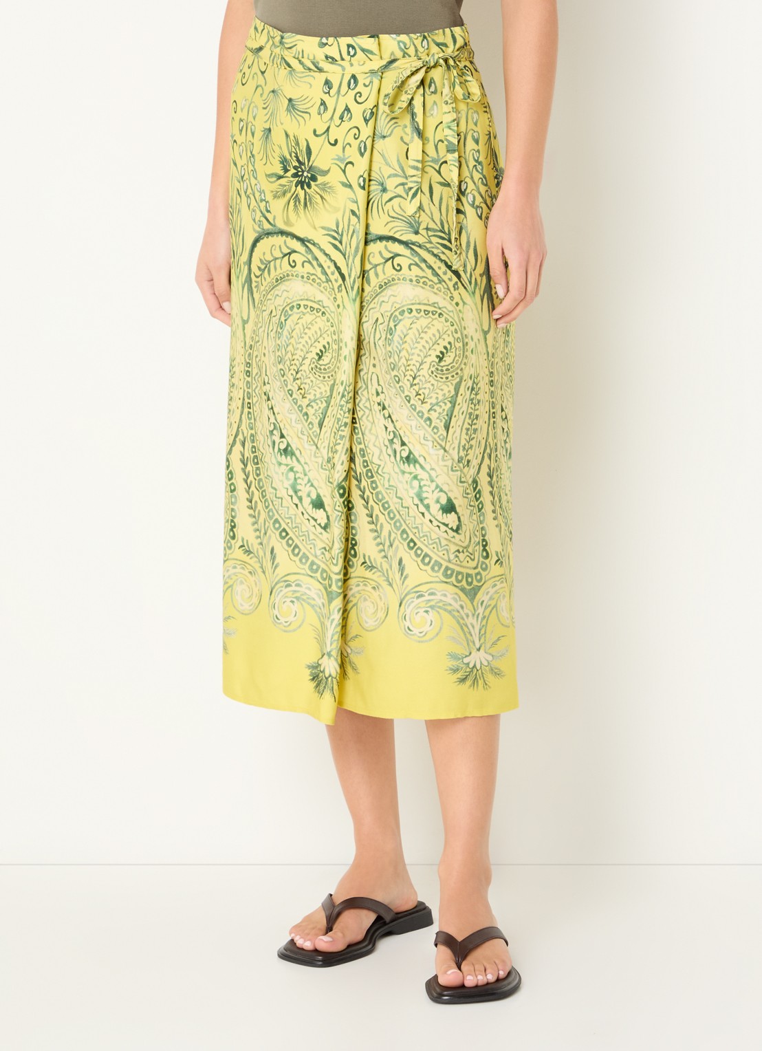 River Woods Midi wikkelrok met print - detail 4 geel