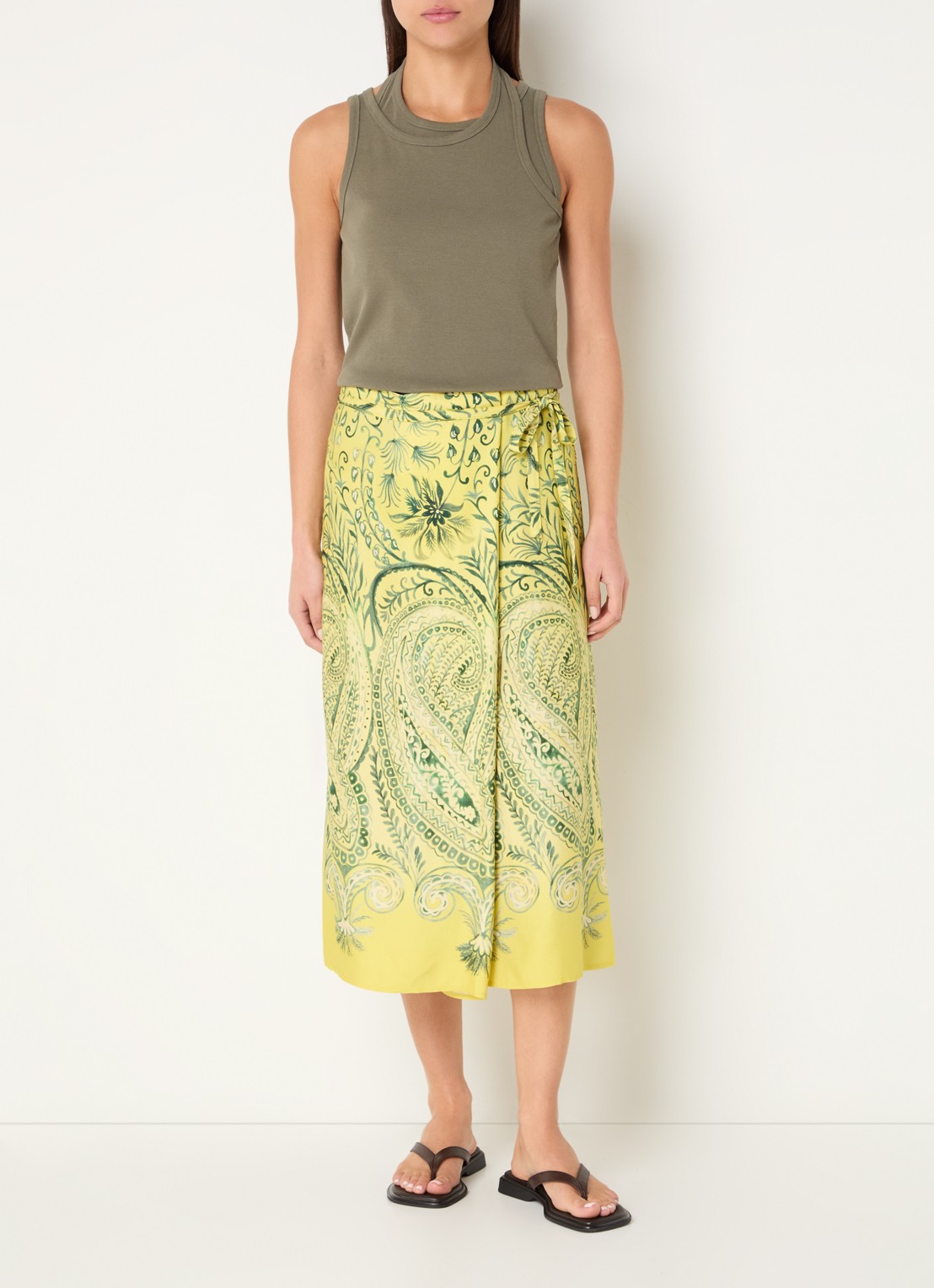 River Woods Midi wikkelrok met print - voorkant 3 geel