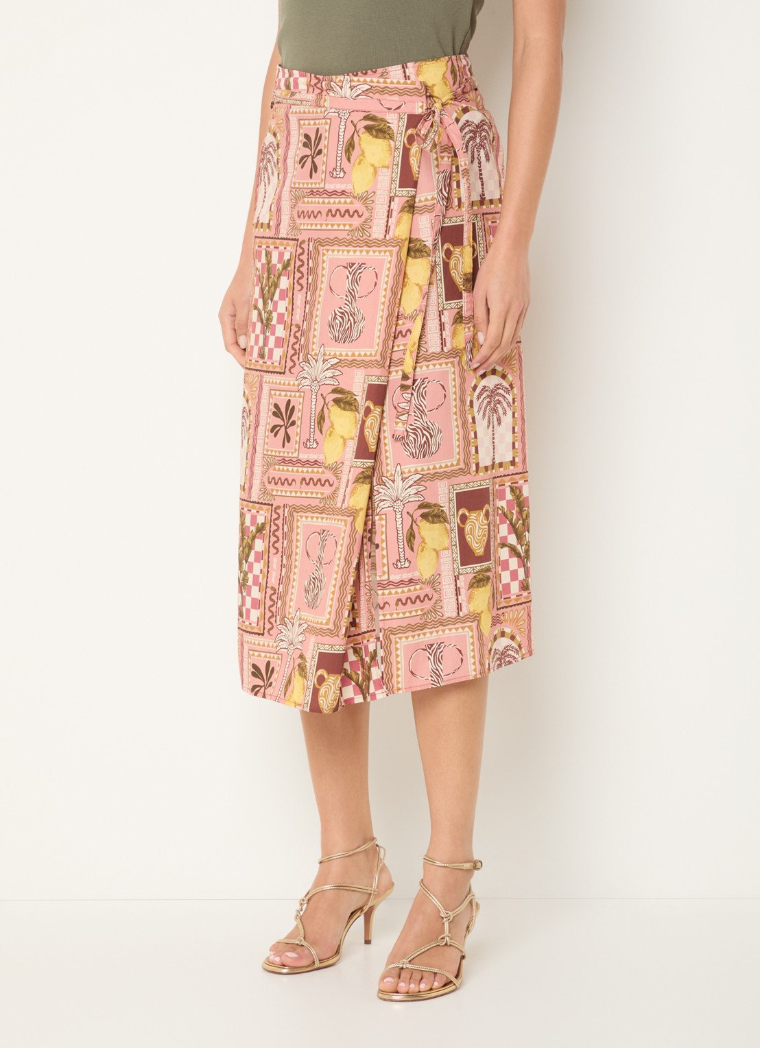 River Woods Midi wikkelrok met print - detail 4 roze