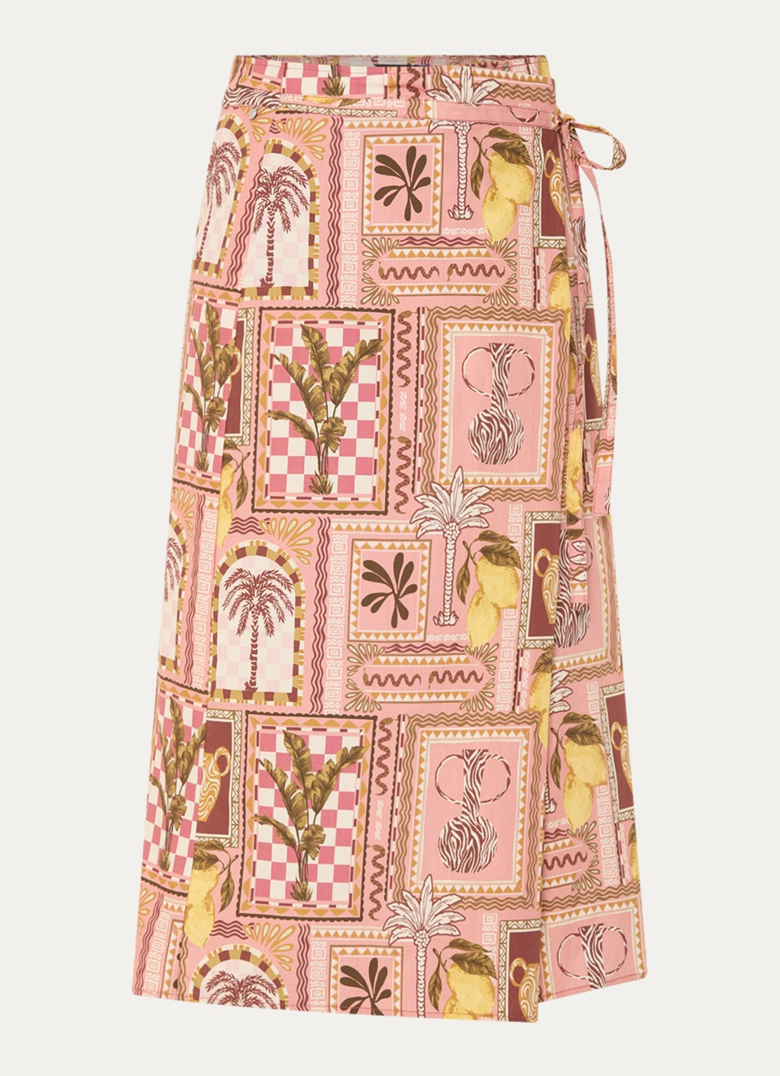 River Woods Midi wikkelrok met print - voorkant roze