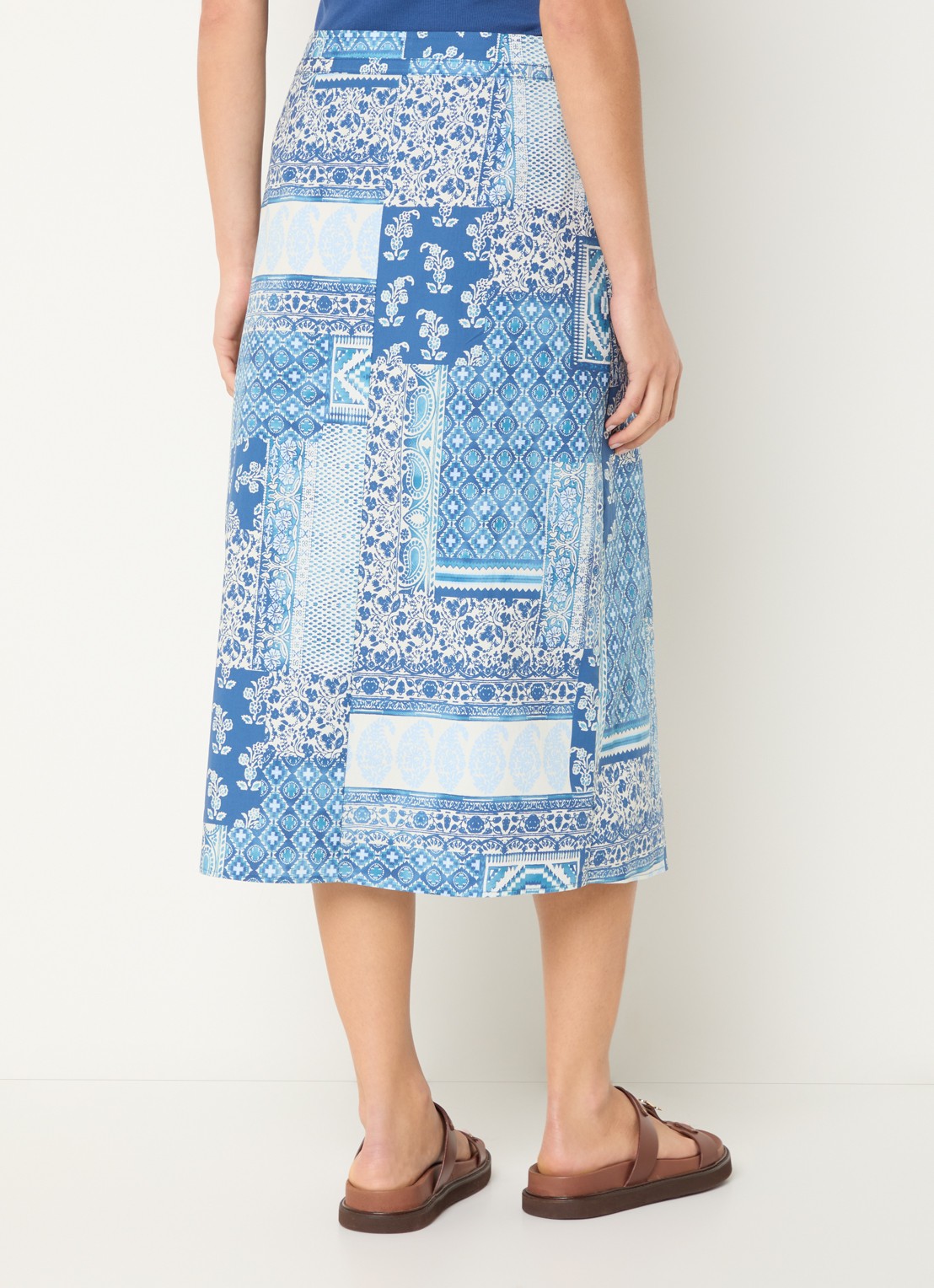 River Woods Midi wikkelrok met print - achterkant 2 blauw