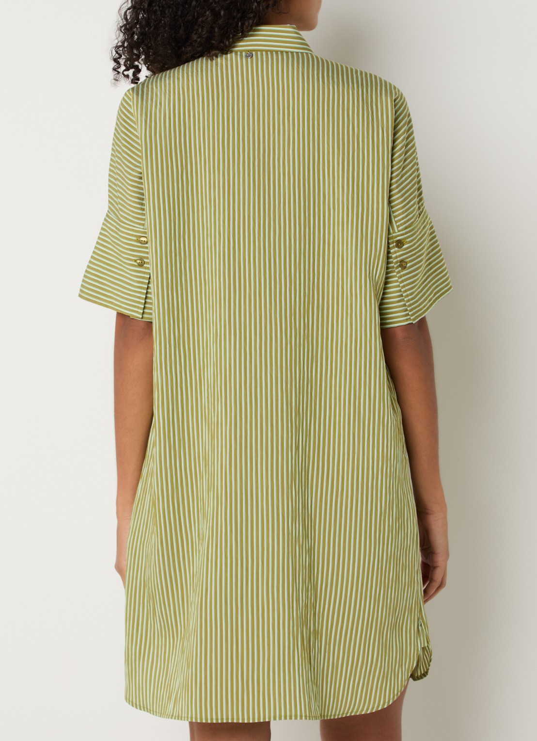 River Woods Mini blousejurk met streepprint en steekzakken - achterkant 2 mosgroen