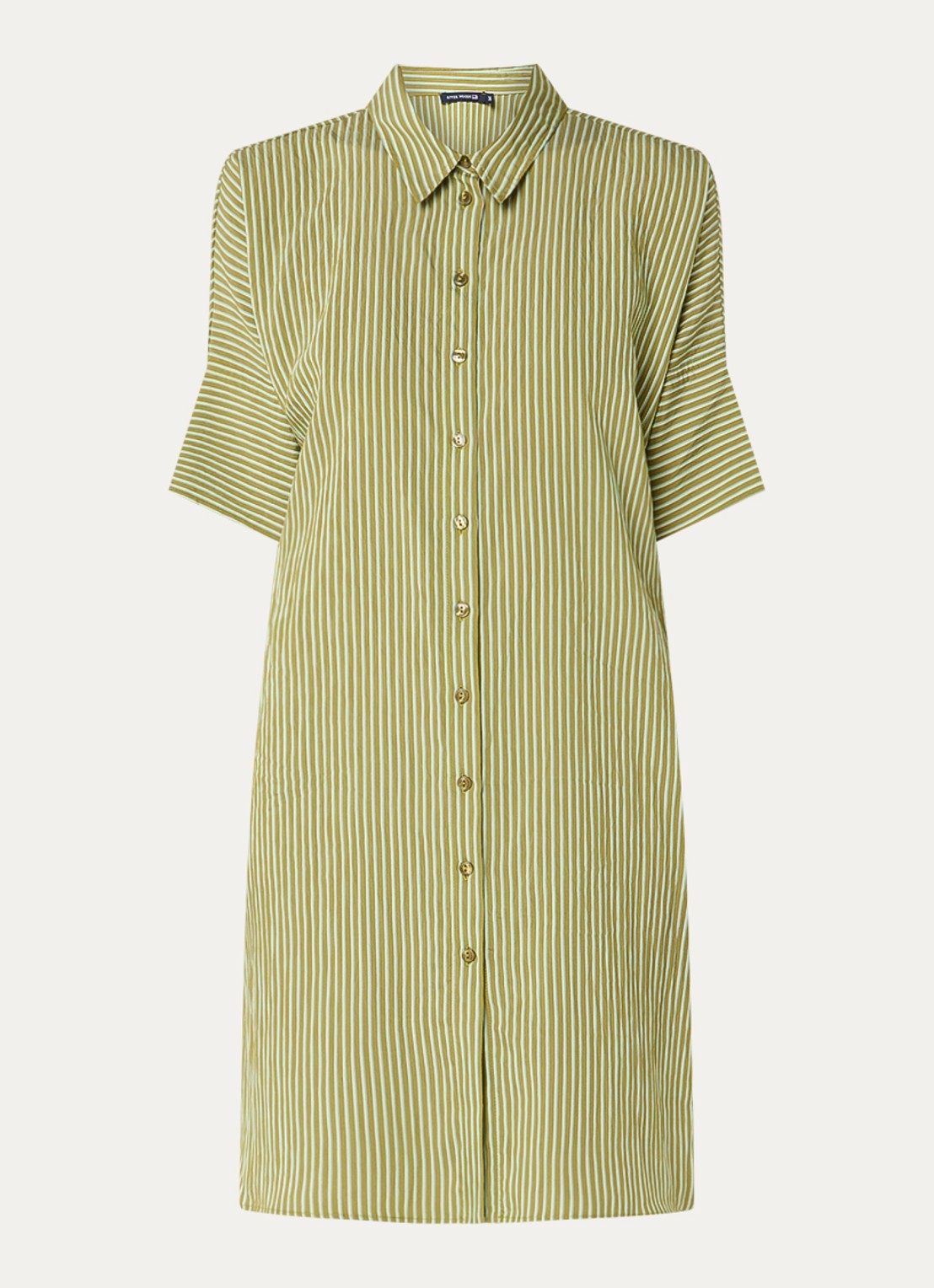 River Woods Mini blousejurk met streepprint en steekzakken - voorkant 3 mosgroen