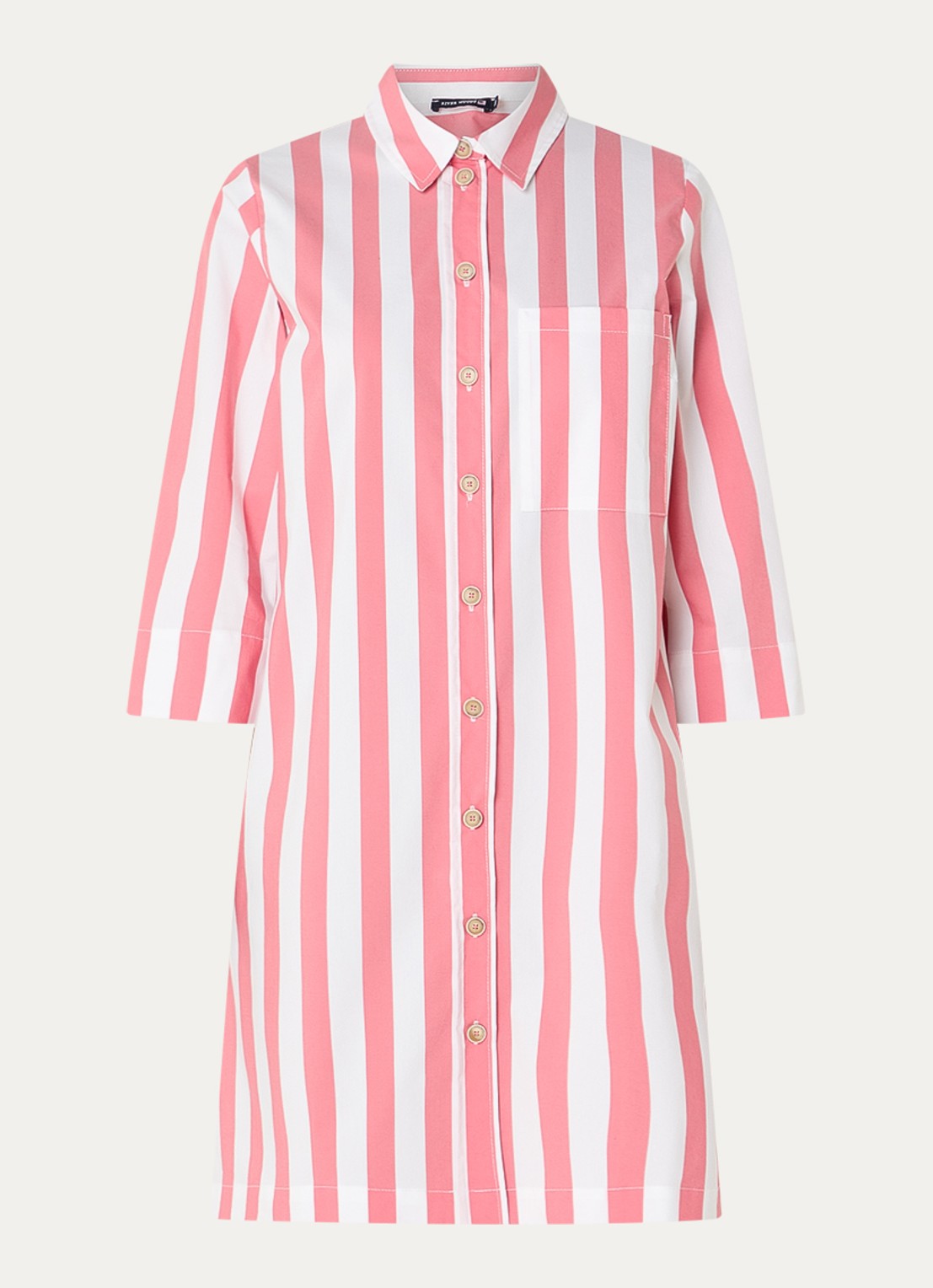 River Woods Mini blousejurk met streepprint - voorkant roze