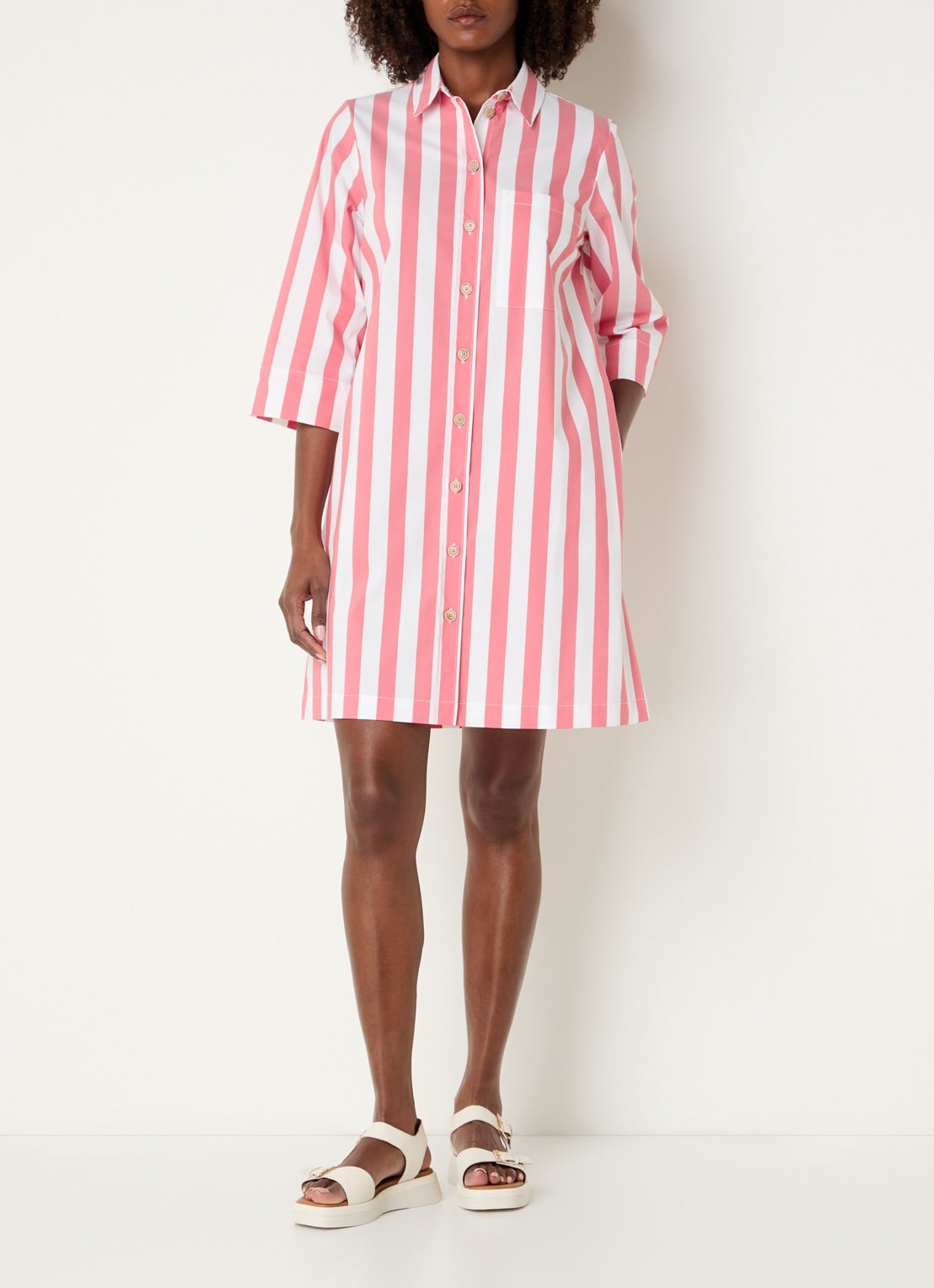 River Woods Mini blousejurk met streepprint - voorkant 2 roze