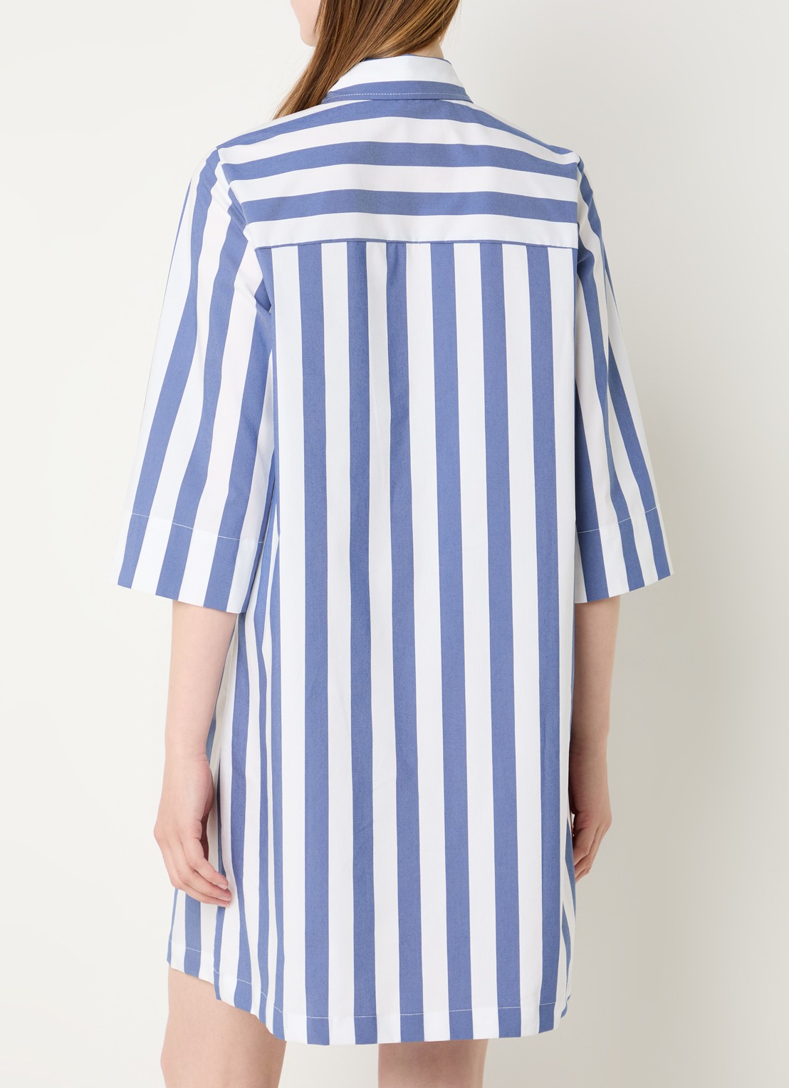 River Woods Mini blousejurk met streepprint - achterkant 2 staalblauw