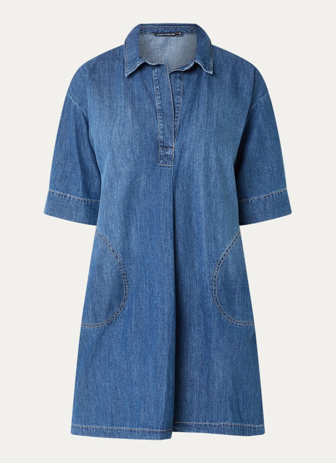 River Woods Mini denim jurk met steekzakken - voorkant 3 indigo