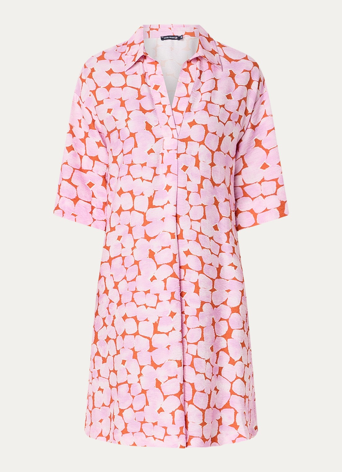 River Woods Mini jurk met print en steekzakken - voorkant 2 roze