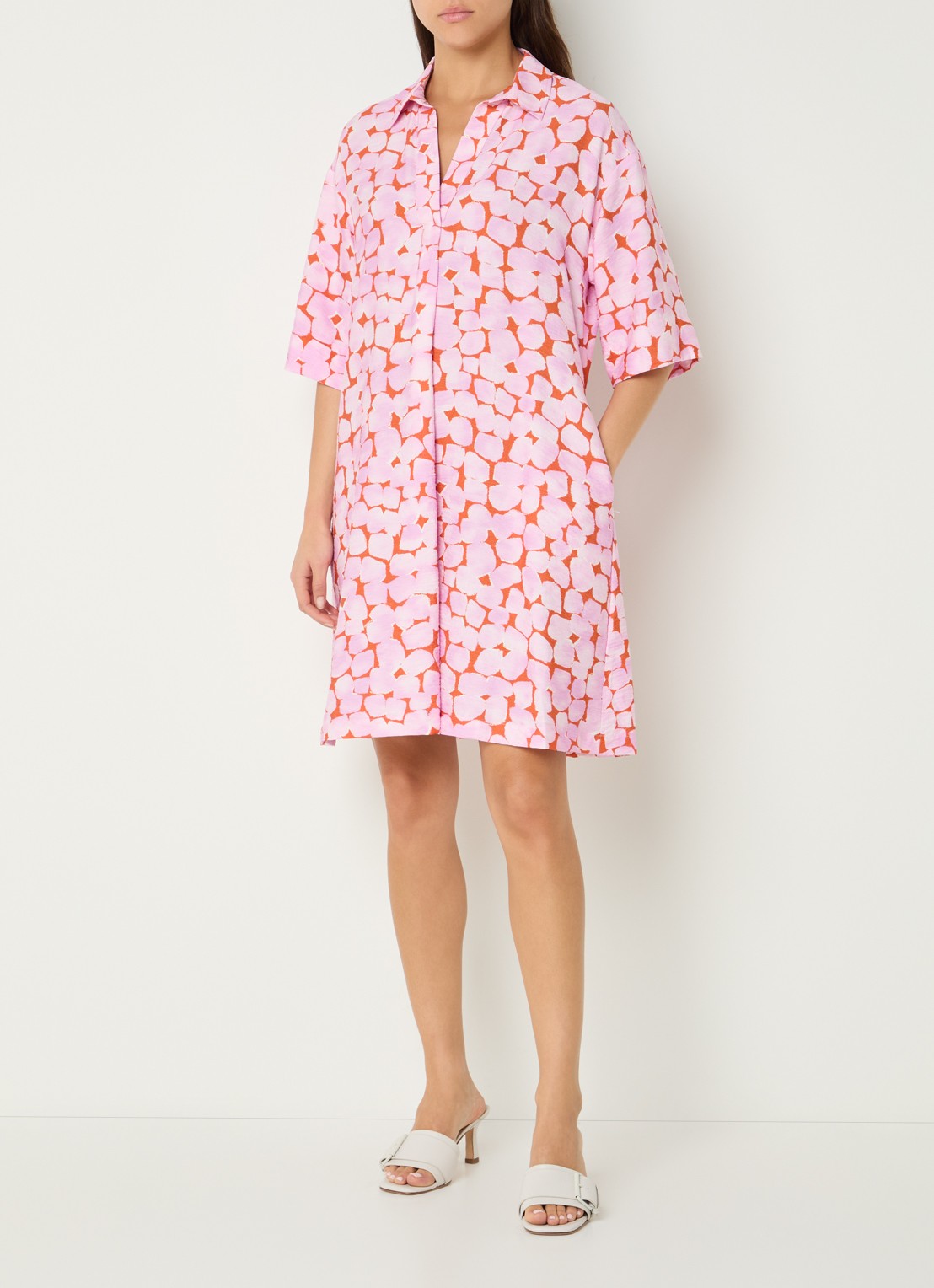 River Woods Mini jurk met print en steekzakken - voorkant 3 roze
