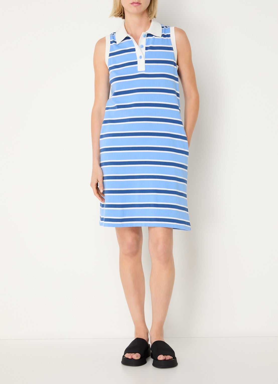 River Woods Mini jurk met streepprint - voorkant 3 blauw