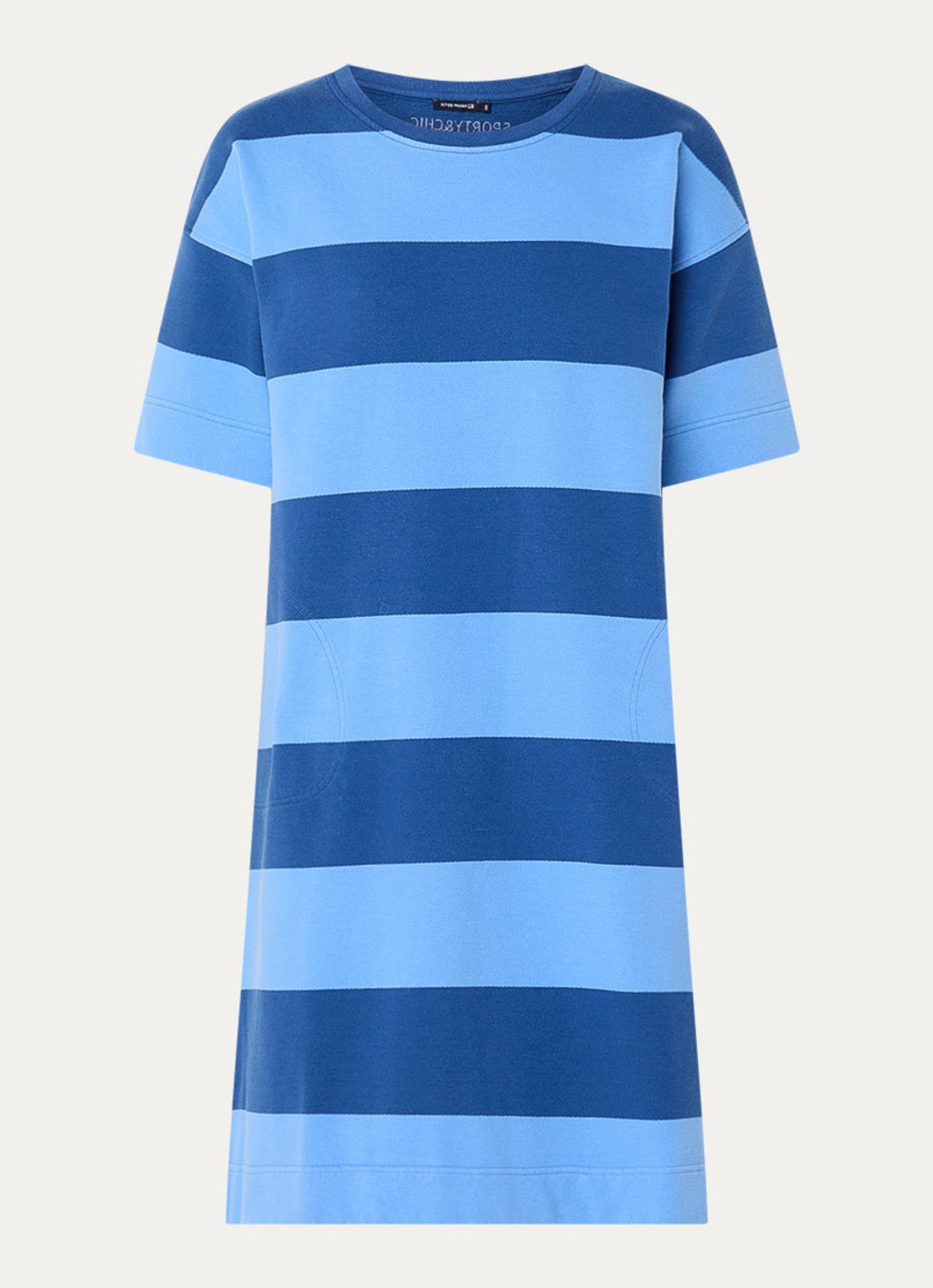 River Woods Mini jurk van sweatstof met streepprint - voorkant blauw