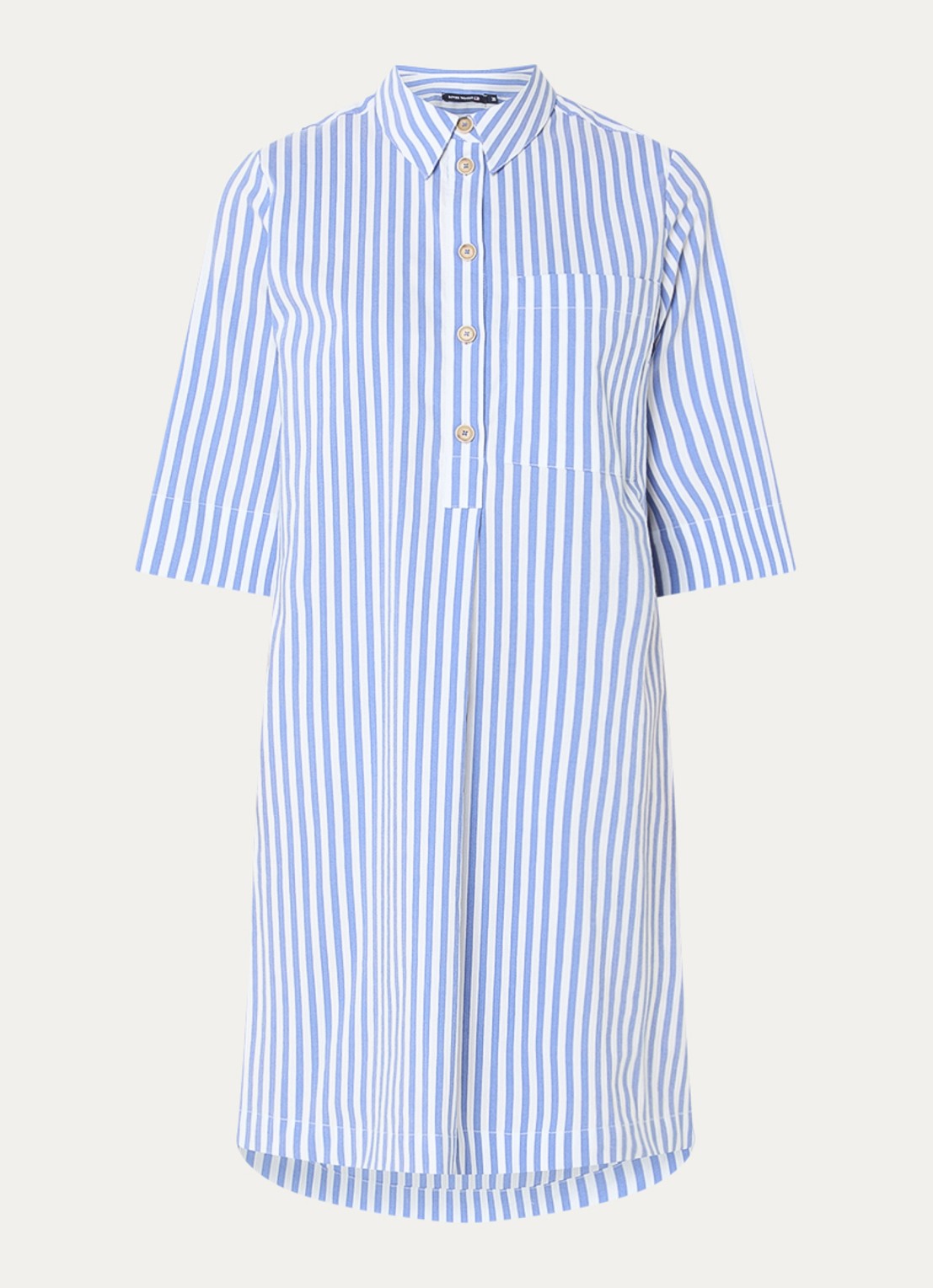 River Woods Mini tuniekjurk met streepprint en borstzak - voorkant 3 blauw