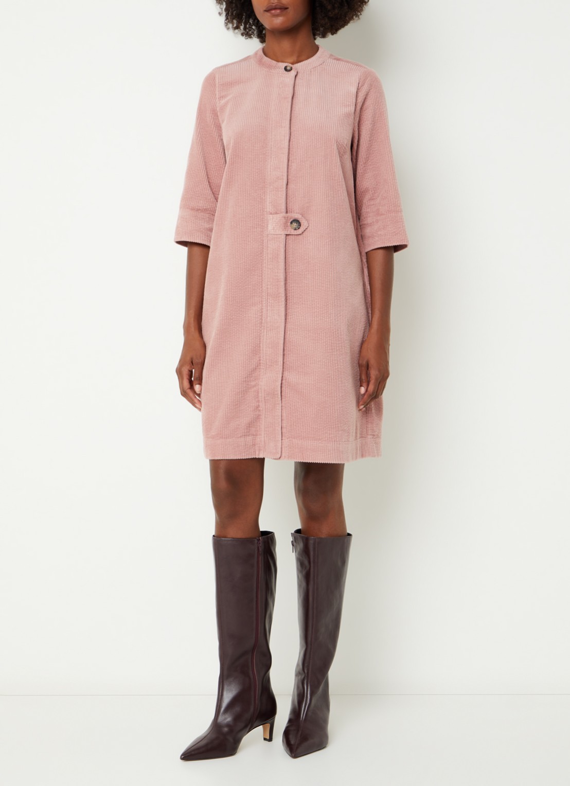 River Woods Mini tuniekjurk van corduroy - voorkant 4 oudroze