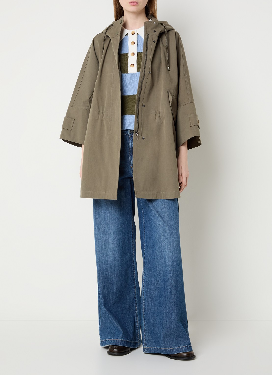 River Woods Oversized parka met capuchon - voorkant 4 mosgroen
