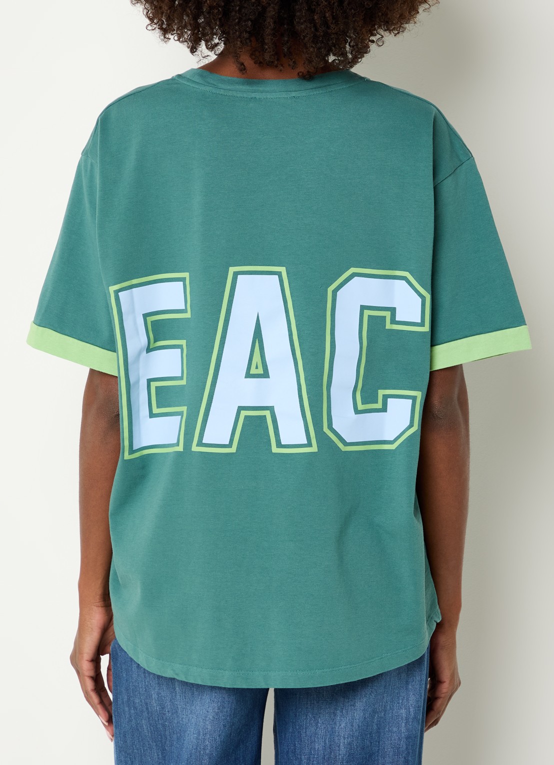 River Woods Oversized T-shirt met front- en backprint - achterkant donkergroen