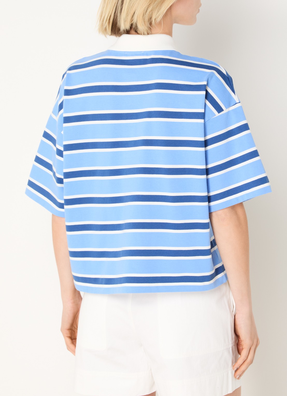 River Woods Polo met streepprint - achterkant blauw