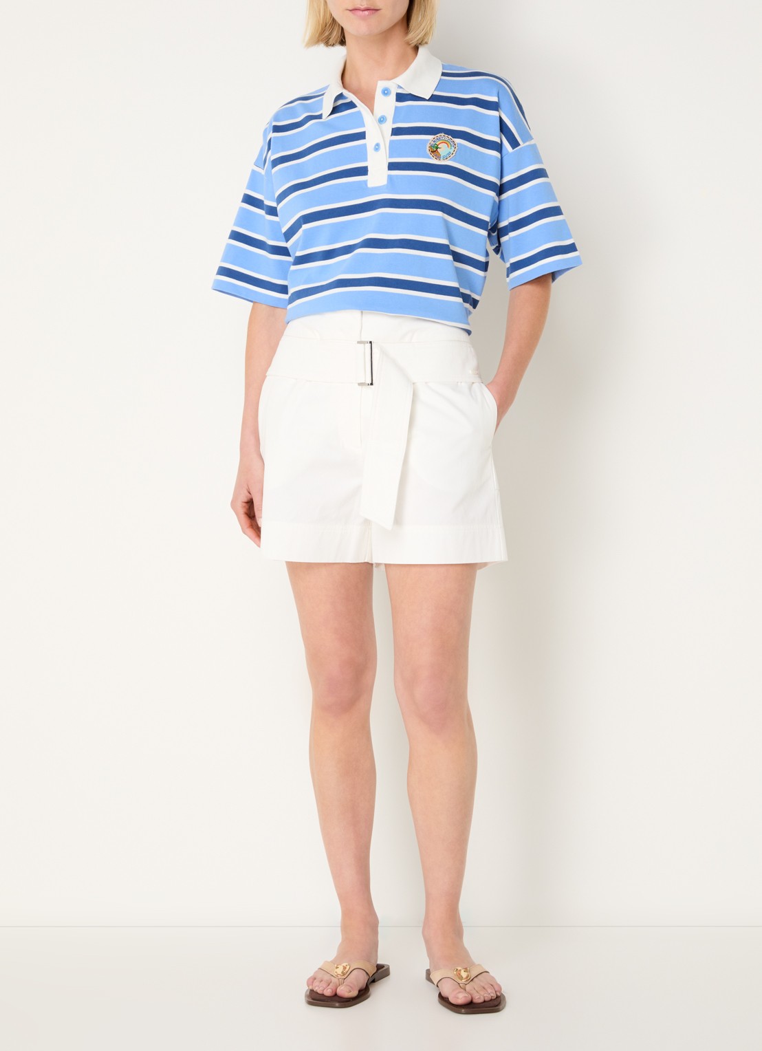 River Woods Polo met streepprint - voorkant 3 blauw