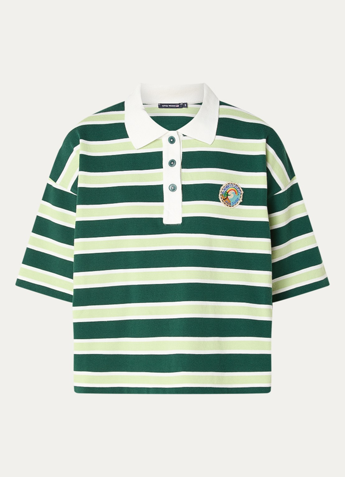 River Woods Polo met streepprint - voorkant 3 donkergroen