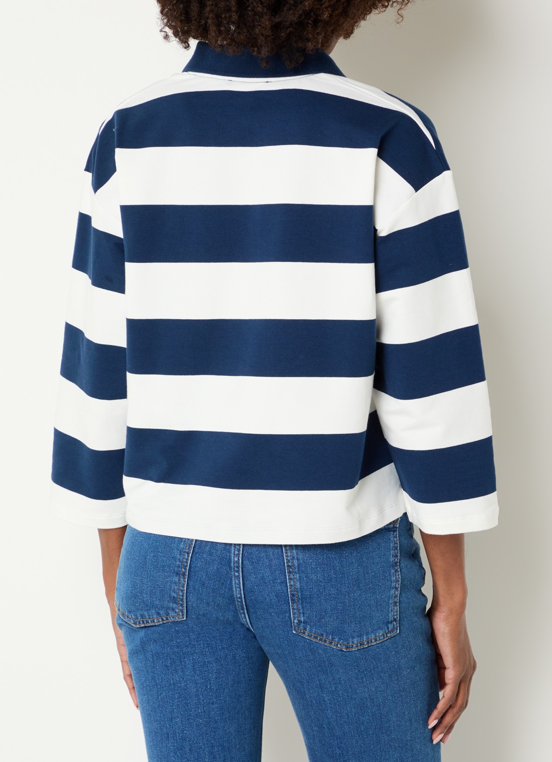 River Woods Polo met streepprint - achterkant indigo