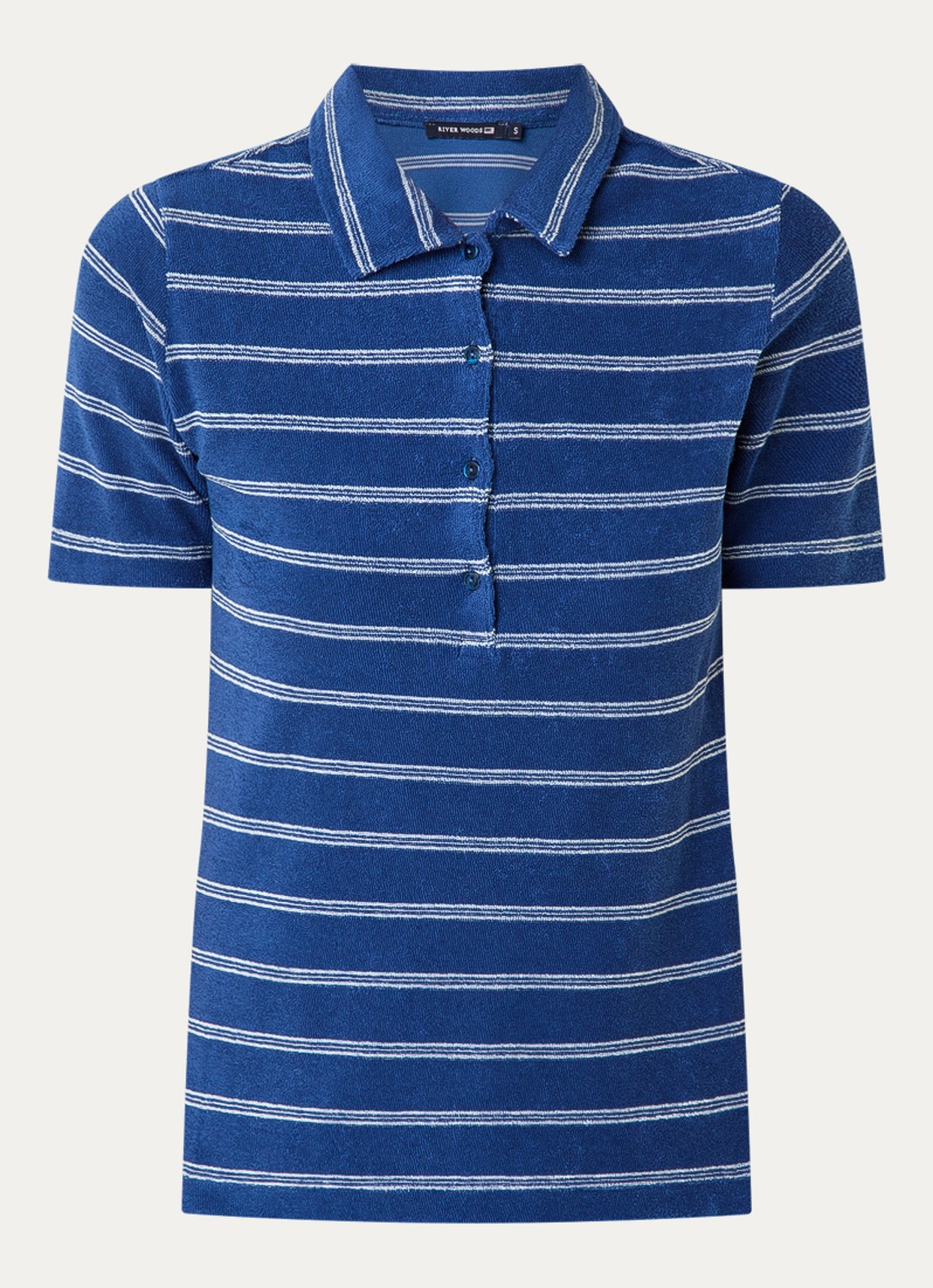 River Woods Polo van badstof met streepprint - voorkant 3 indigo